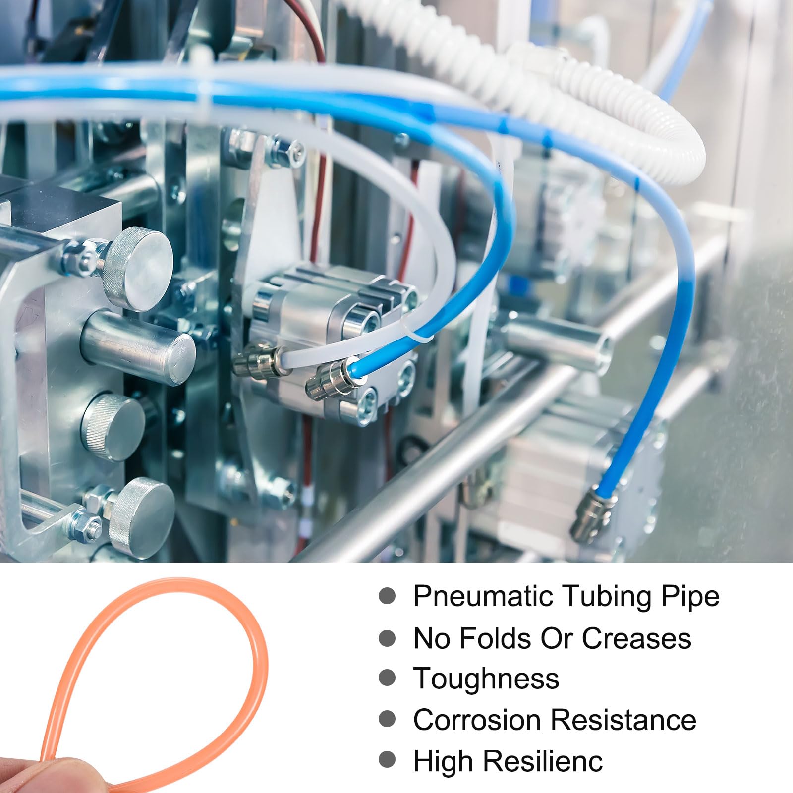 Rebower Pneumatic Tubing Pipe,3.2mm x 2mm Orange PU Polyurethane Tube,32.8FT 10M,PU Air Line Tubing Hose Tubes for Air Compressor,Fluid Transfer,Air Brake - Image 3