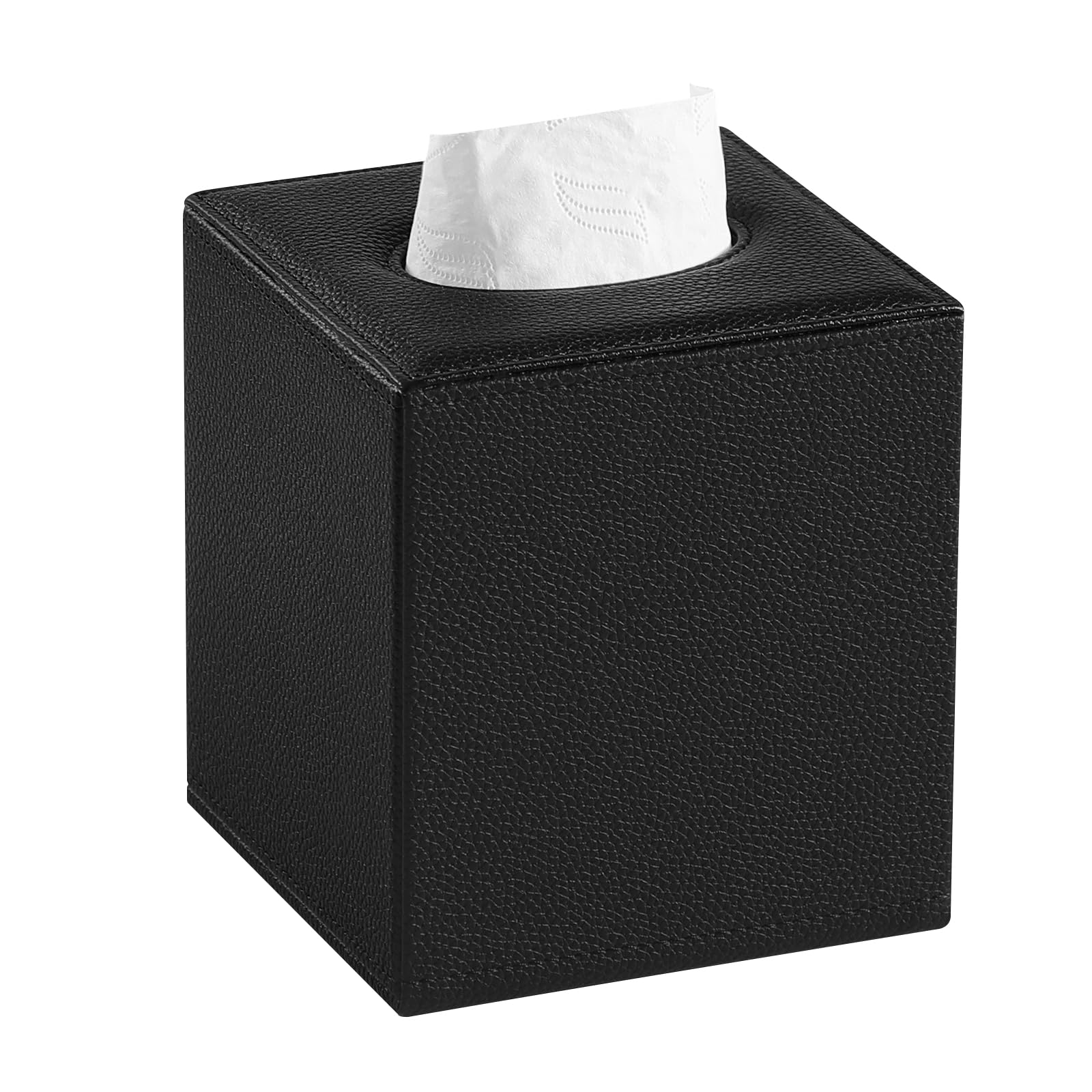 Photo 1 of ** color is tan** JLAMBOM PU Leather Tissue Box Cover Square Tissue Box Holder with Magnetic Closure, Decorative Tissue Holder for Bathroom Bedroom Office (Black)
