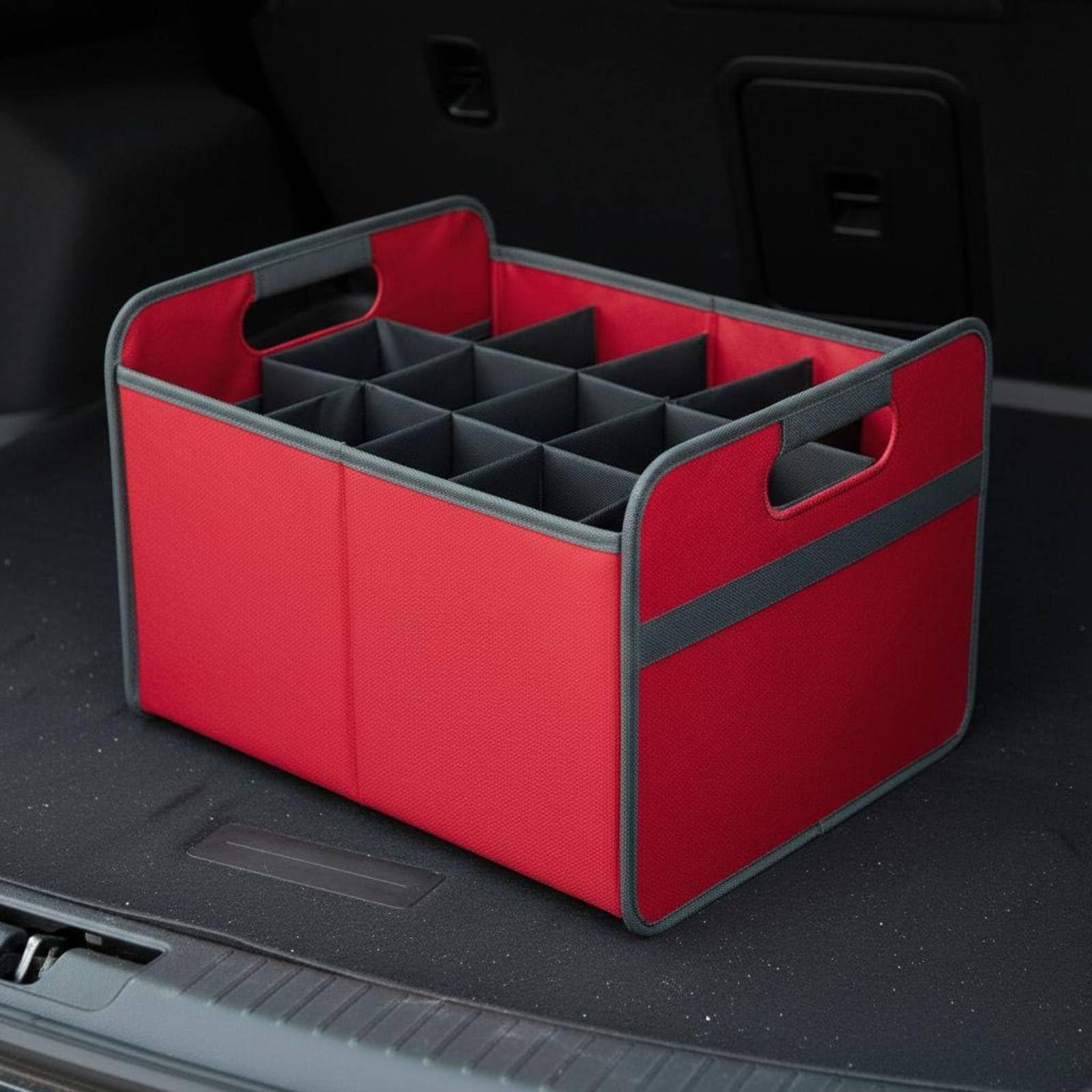 perfk Portabottiglie Pieghevole Organizer Auto Contenitore Bevande Borsa Bottiglie Cassetta Trasporto Collassabile Impermeabile con Manici Rinforzati E, Nero