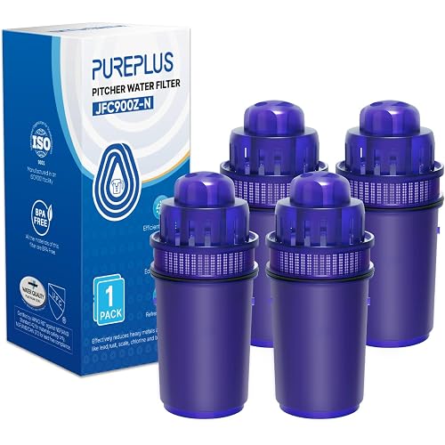 PUREPLUS JFC900Z Pitcher Water Filter Replacement for Pur PPF900Z, PPF951K, PPT700W, CR-1100C, DS-1800Z, CR-6000C, PPT711W, PPT711, PPT710W, PPT111W, PPT111R Pitchers and Dispensers, 4PACK