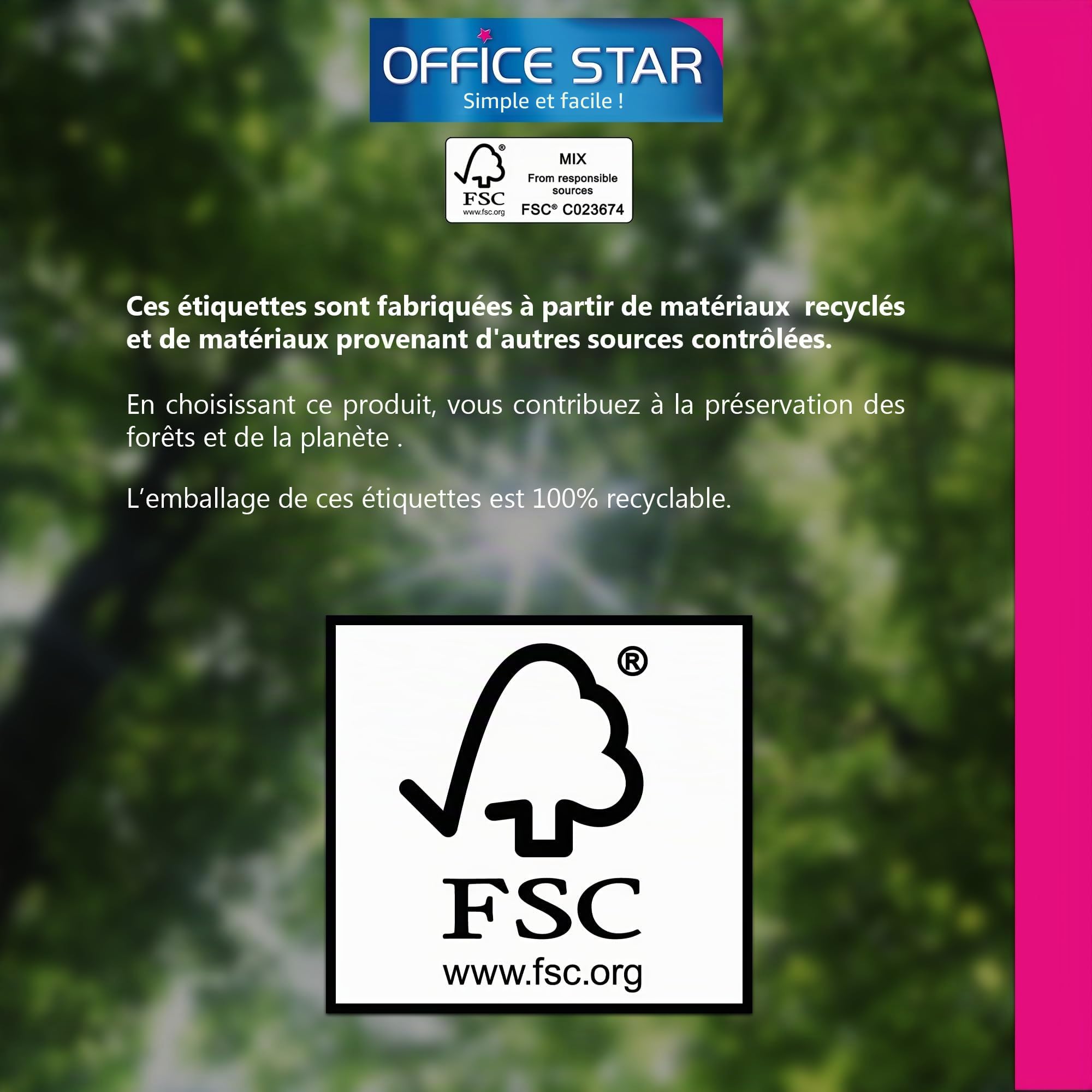 OFFICE STAR - 200 Étiquettes Autocollantes Multi-Usages Blanches Personnalisables Imprimables - Format 210 x 148,5 mm - Impression Laset Jet d'Encre et Copieur