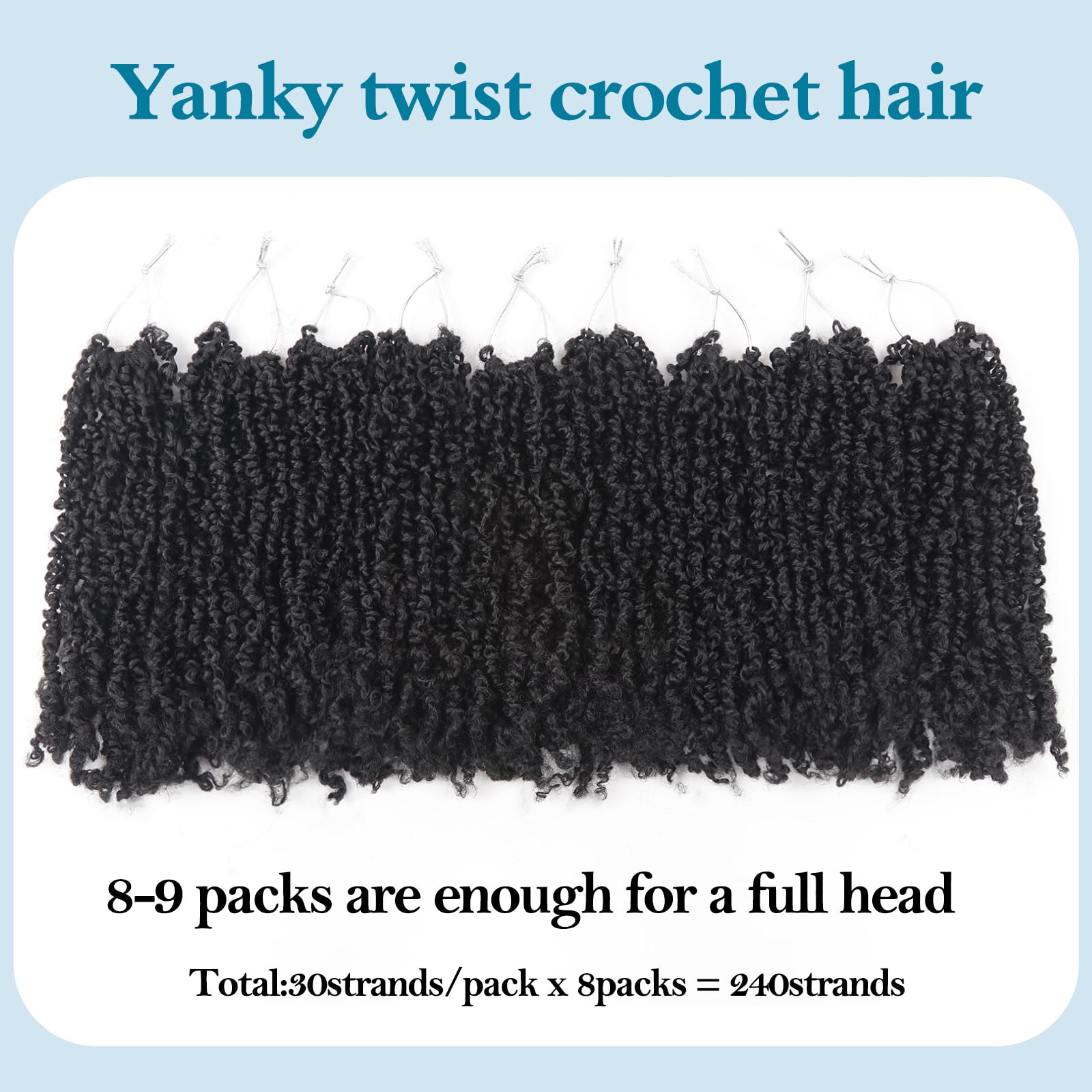 Yebo Yanky Twist Crochet Hair 10 Inches 240 Strands Pre-looped Mini Spring Twists Black Synthetic Braids Hair Extension for Black Women(1B) - Image 2