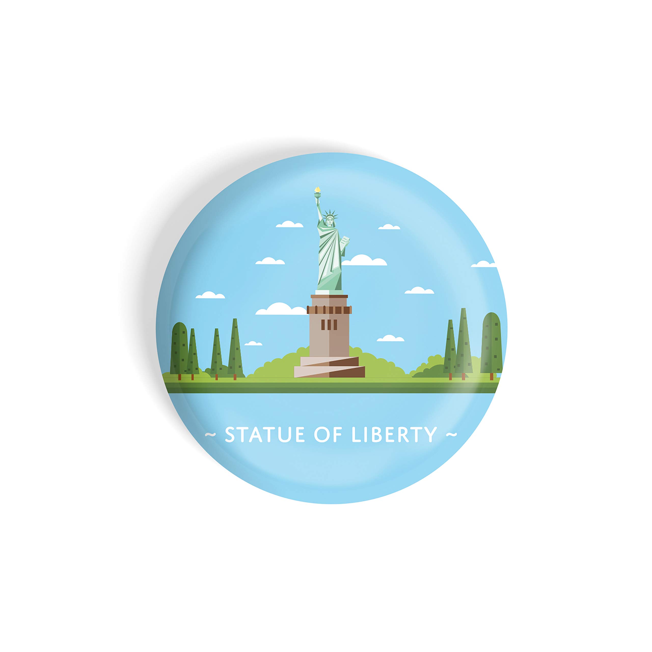 Fridge Magnet Blue Color Monuments Statue of Liberty Glossy Finish Design Pack of 1