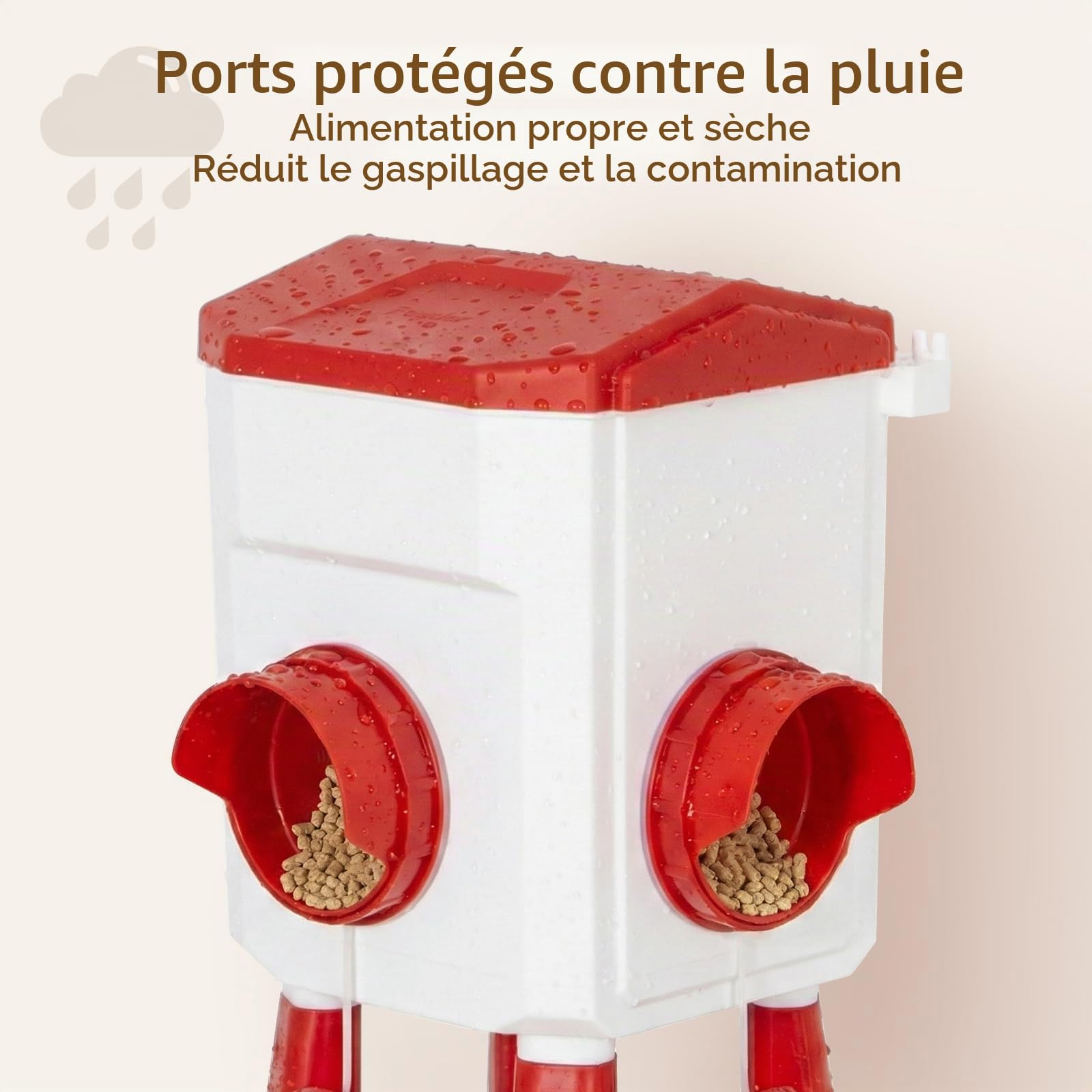 Todeco Kit Mangeoire 8 kg et Abreuvoir Automatique 7 L pour Poules | 2 Ports, 4 Bols, Flotteur Automatique, Raccordable aux Robinets, sur Pieds, Murale ou Suspendue, pour Volailles