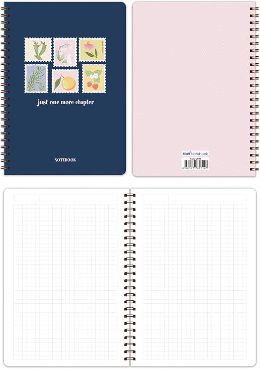 Matt Notebook A5 Spiralli Okul Defteri 80 yaprak 2'li Set – Çizgili & Kareli