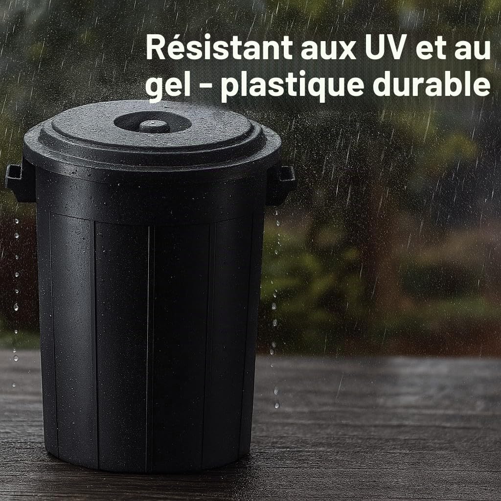 YourCasa Poubelle 70 L - Poubelle avec couvercle verrouillable - Poubelle avec poignées de transport pour jardin - Poubelle à nourriture ou récupérateur d'eau de pluie petit - Citerne à eau / Poubelle