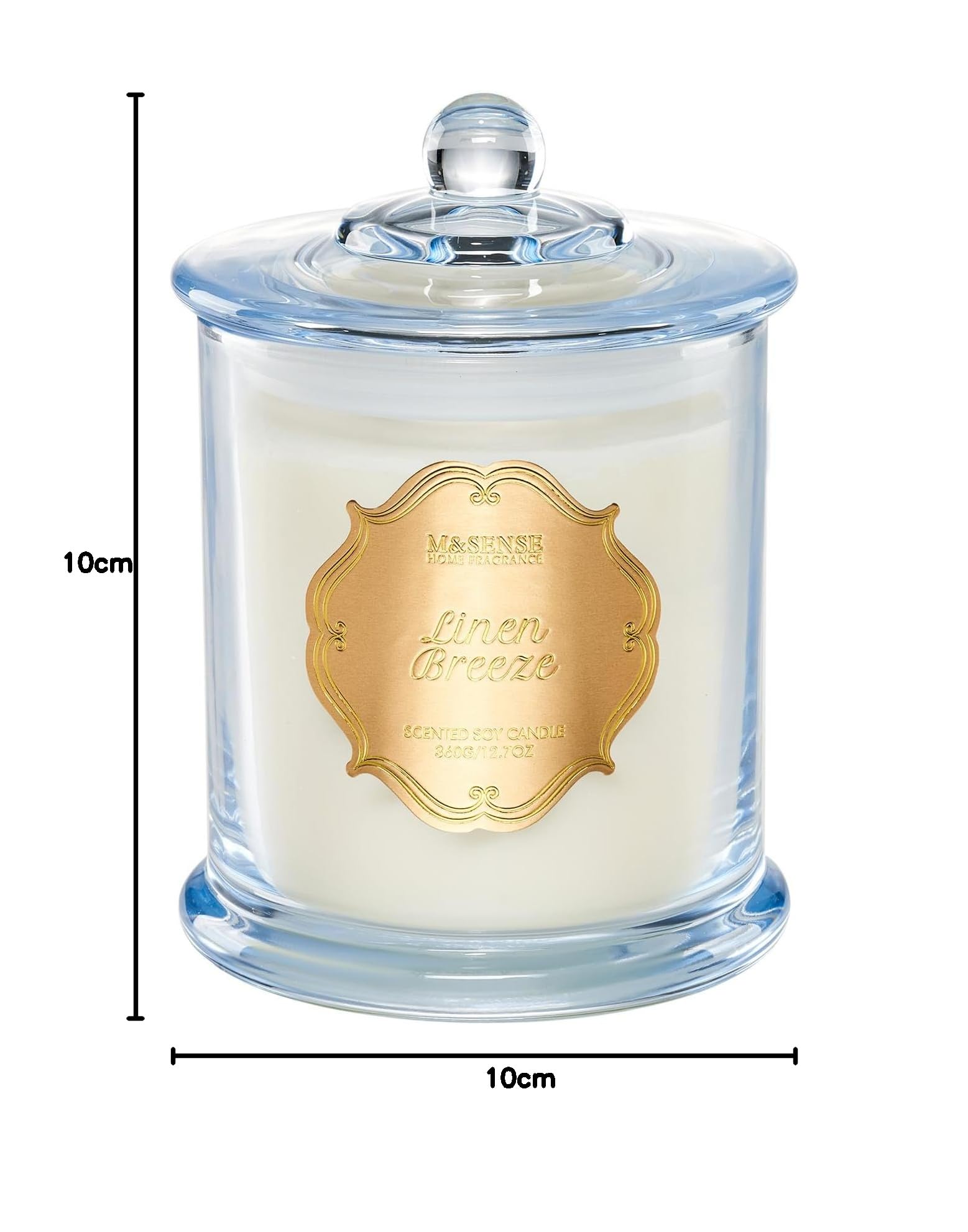 M&SENSE Duftkerze im Glas groß Leinen Brise Kerze 360g über 60 std. Brenndauer natürliche Aromatherapie Kerze stark duftende lang anhaltende Entspannung Heim Deko Geschenk für sie