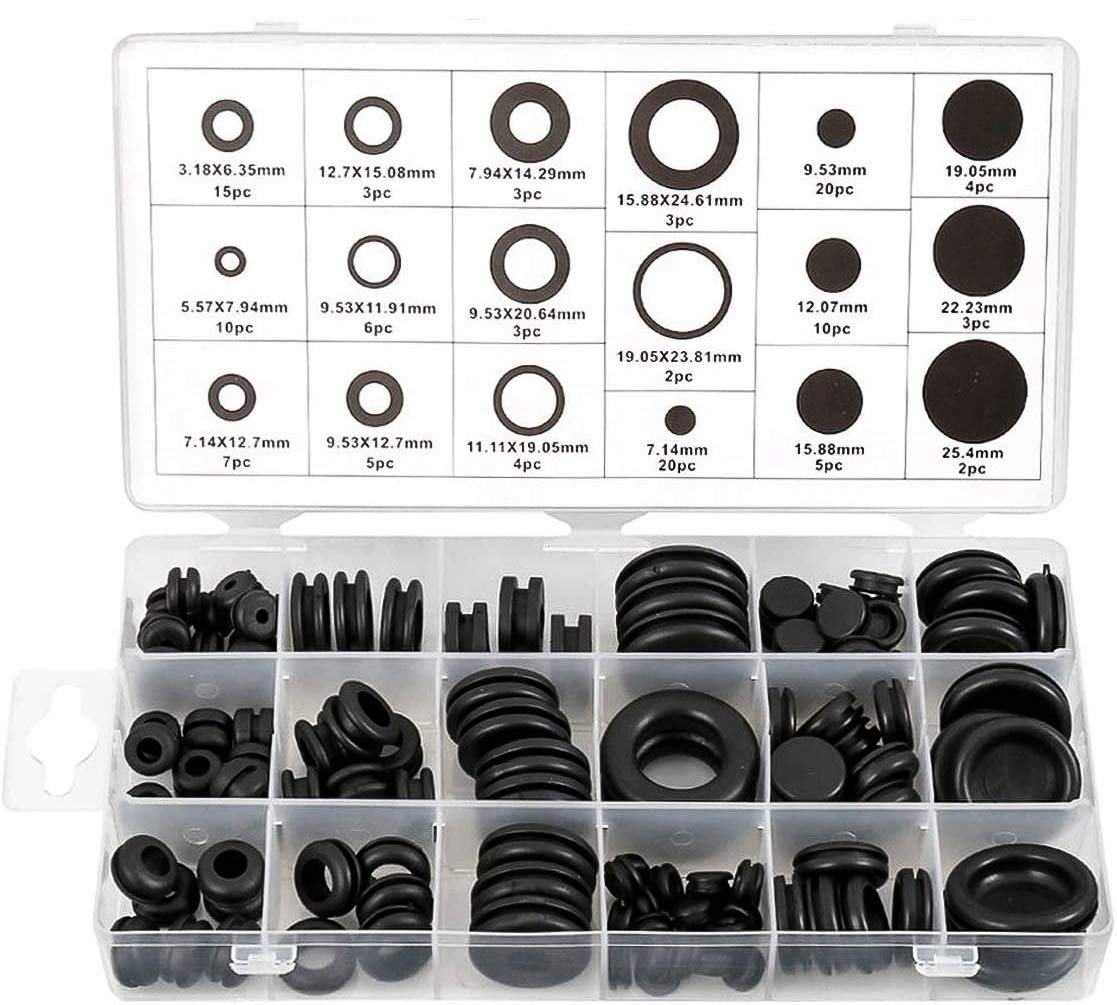 Buy Litensh 125pcs Black Rubber Grommet Assortment Kit, Electrical