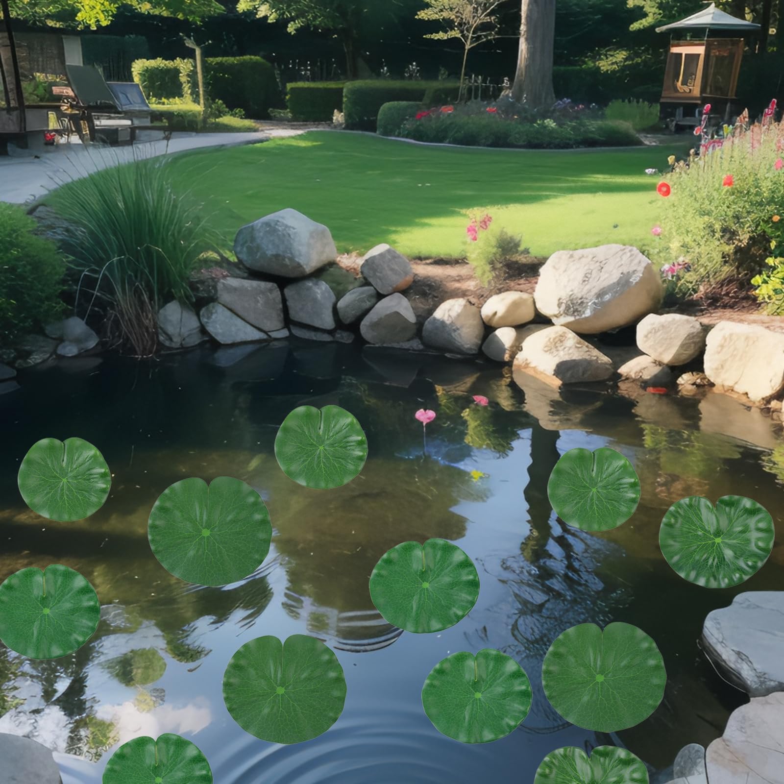 12 Pezzi Foglie di Loto Artificiali,Ninfee Galleggianti in Schiuma Realistiche per la Casa Giardino Laghetti Piscine Acquari Decorazioni Paesaggistiche
