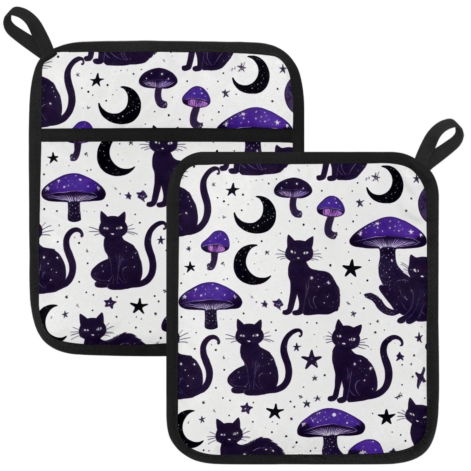 VAPOKF Cat Mushroom Pot Holder, Heat Resistant Oven Cloths, Potholders & Oven Gloves, for Kitchen Cooking & Baking, Thick & Safe, Protection of Hands From Hot Utensils