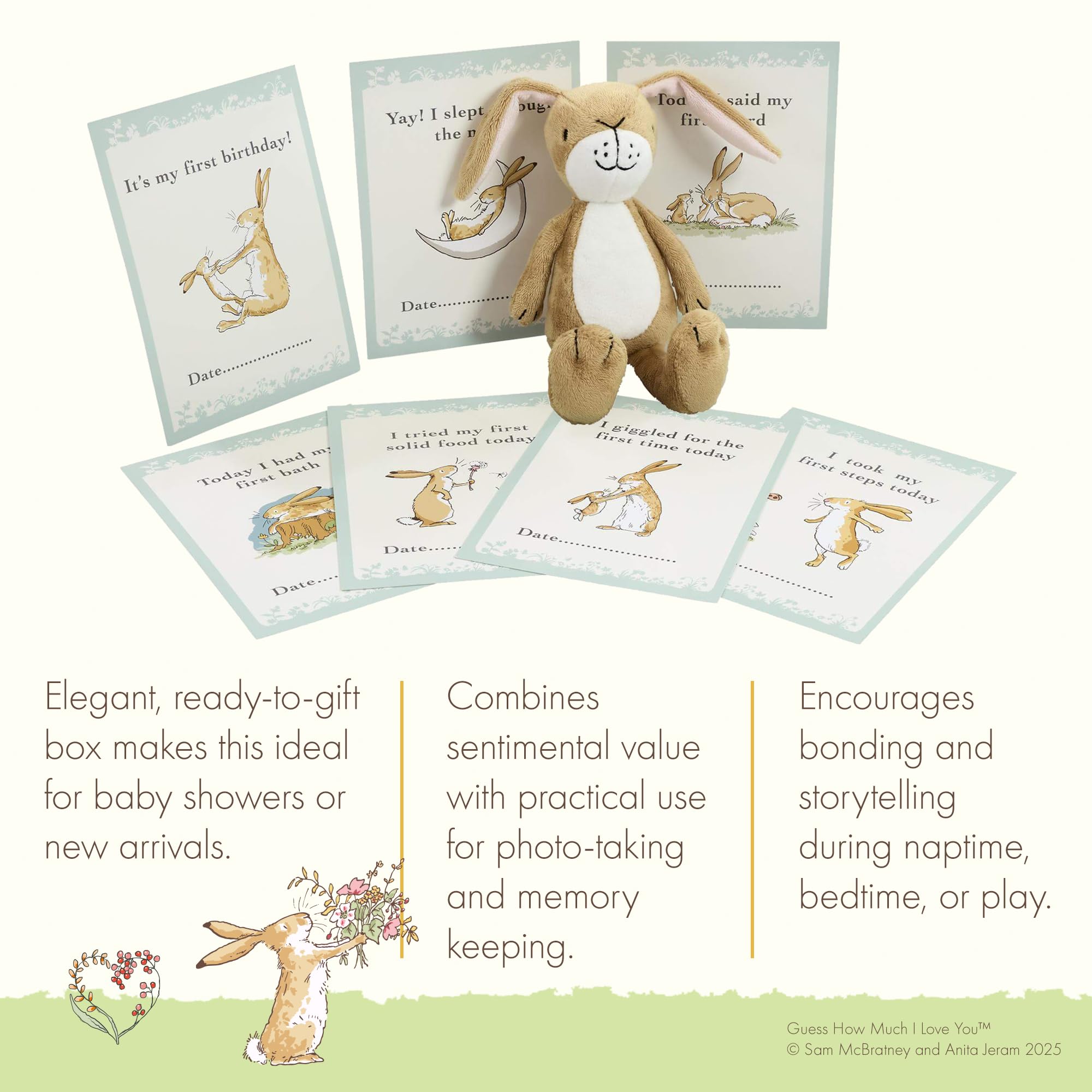 Rainbow Designs Guess How Much I Love You Little Nutbrown Hare Soft Toy & 12 Milestone Cards - Image 3