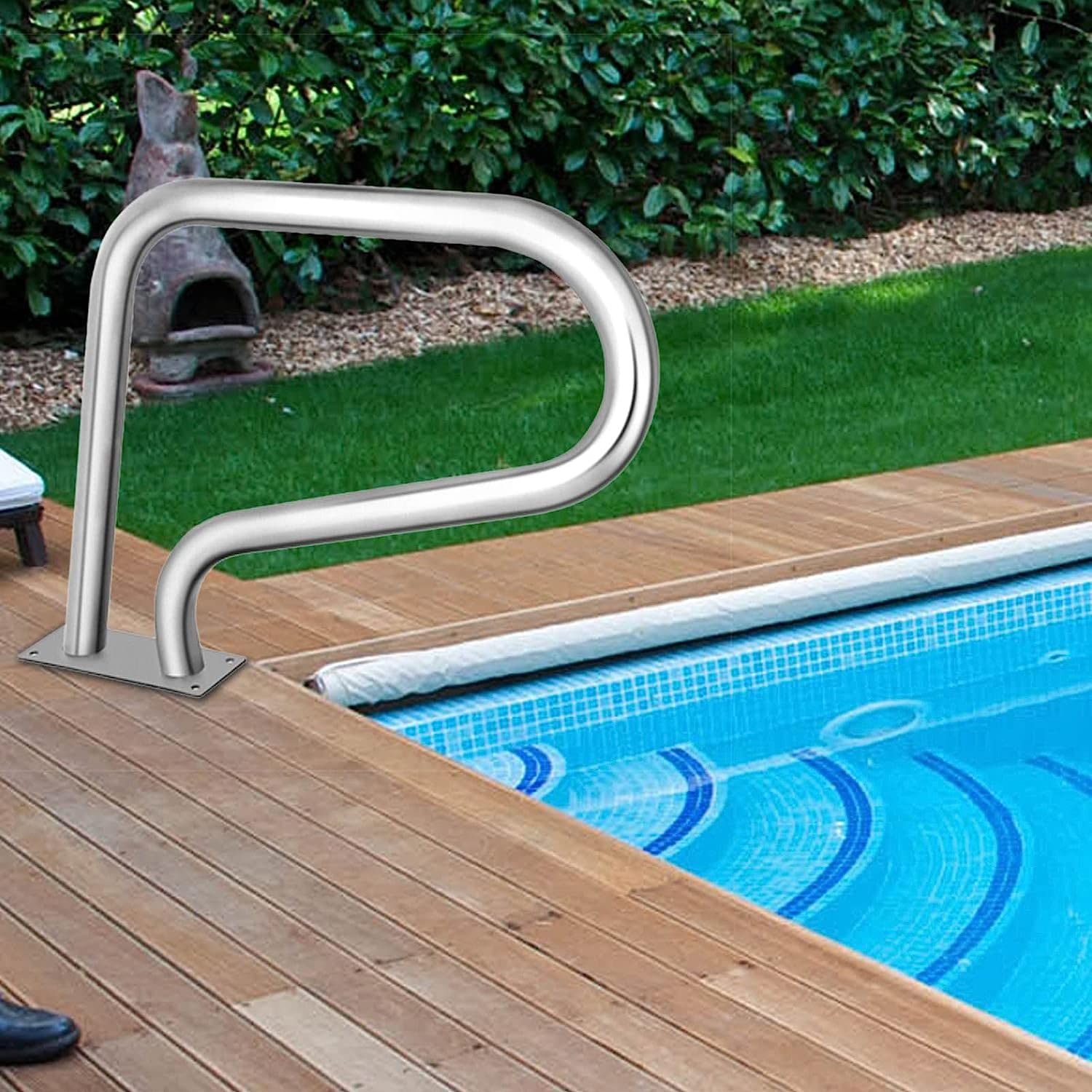 Swimming Pool Safety Hand Rail Pool Handrail Handle Grab Rails Swimming Pool Rail Pool Railing Pool Handrails Easy Mount Hand Rail Swimming Pool Railing Handrails for Inground Pool/Thick 1.2Mm