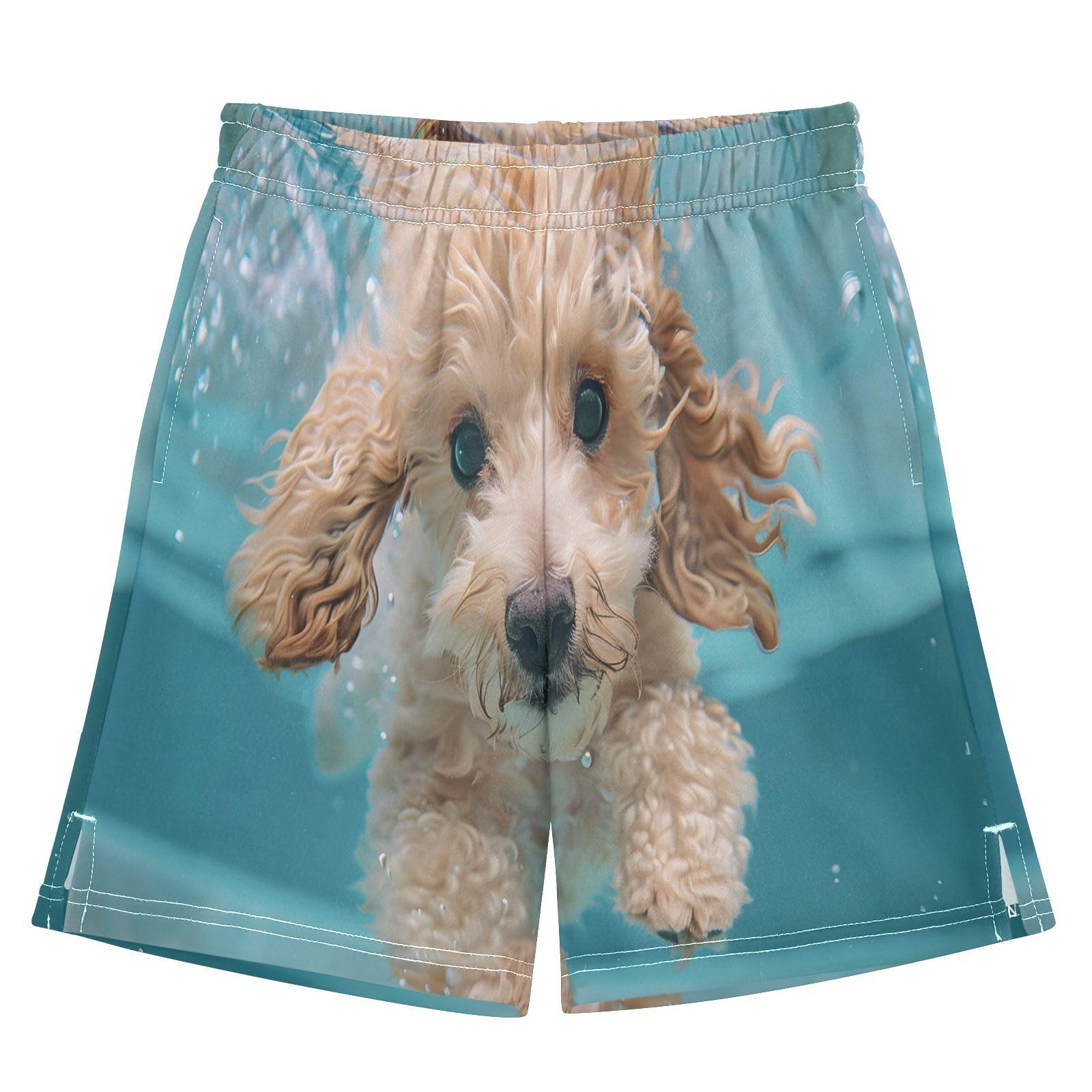 Dog Under Water Animal Boys' Shorts Summer Cotton Adjust Pocket Boys Shorts Size 8 Years Multicolor