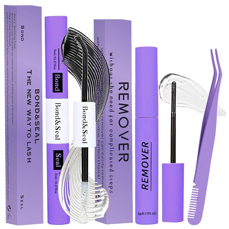 Kit Qiveaory para cílios postiços com cola, selante, removedor e pinça, 3 peças