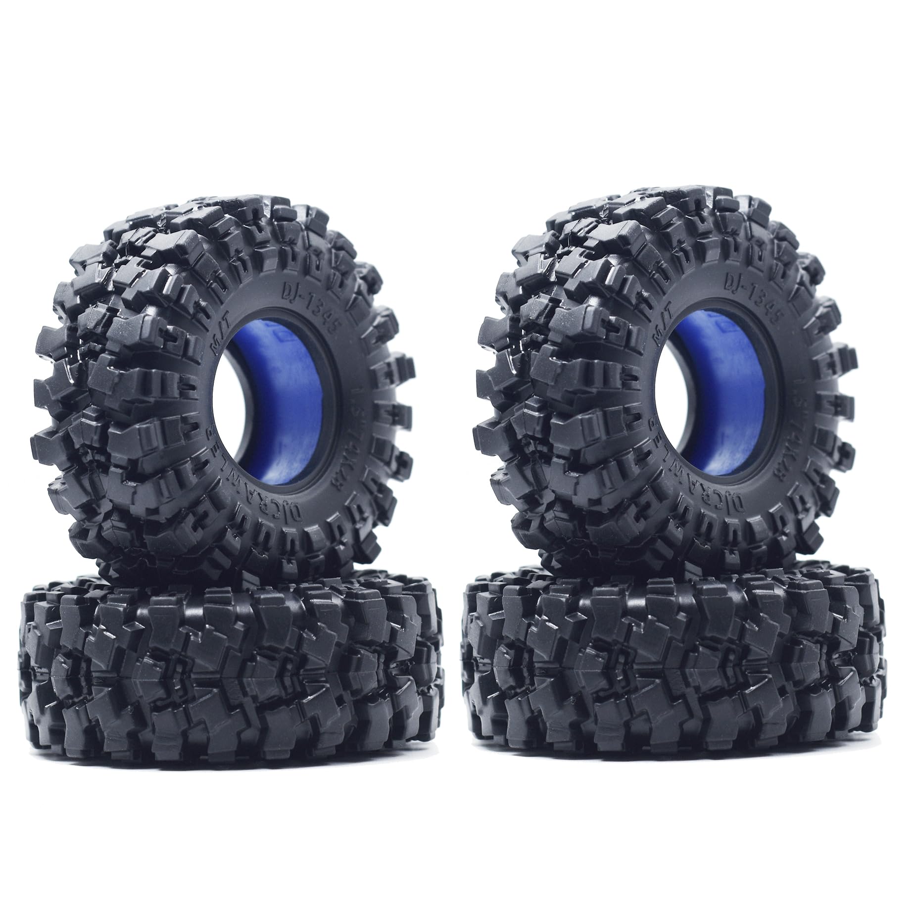 62mm Crawler Tires With Adapters (4PCS) - For TRX4M, SCX24 RC Cars, 1.3" Wheel Hubs, Red Accents