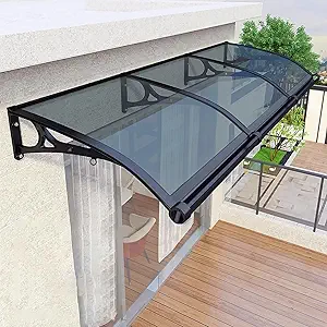 Awning for Door Entrance,Awnings for Doors,UPF 50+,Window Awnings Exterior,Aluminum Alloy Bracket,Polycarbonate Front Door Canopy for Sun Shutter,UV,Rain,Snow Protection