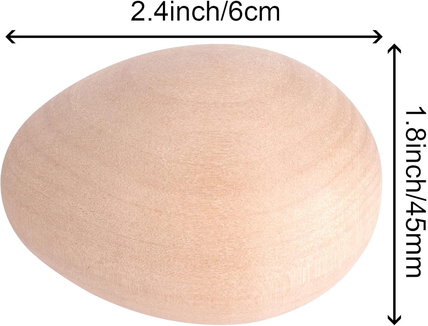 ZOENHOU 40 PCS 2.4 x 1.8 Inch Unfinished Wooden Easter Eggs to Paint, Quality Natural Wood Craft Eggs for Decorating