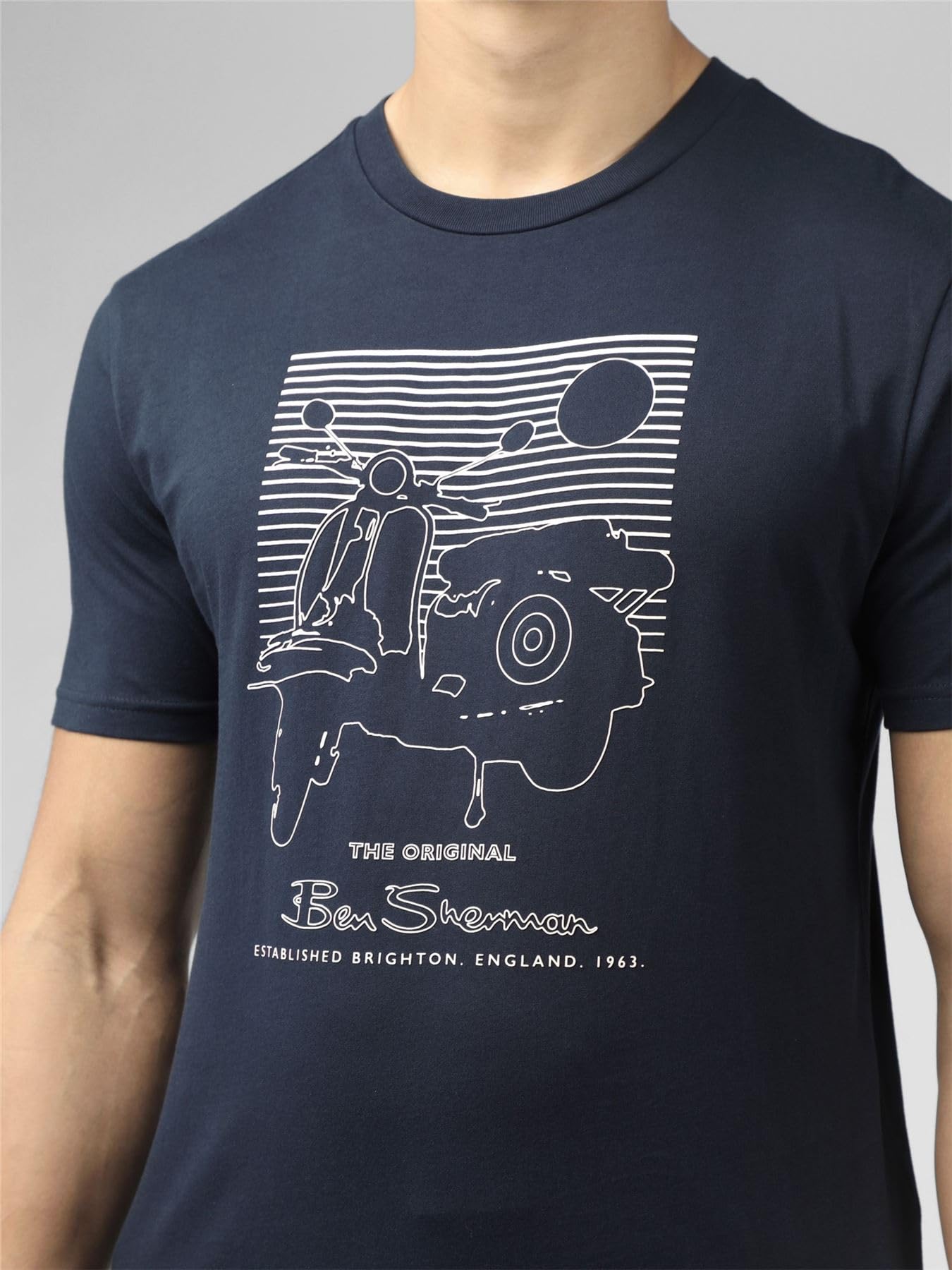 Ben Sherman Camiseta de verano de manga corta para hombre 76132 en azul marino, 2XL-5XL