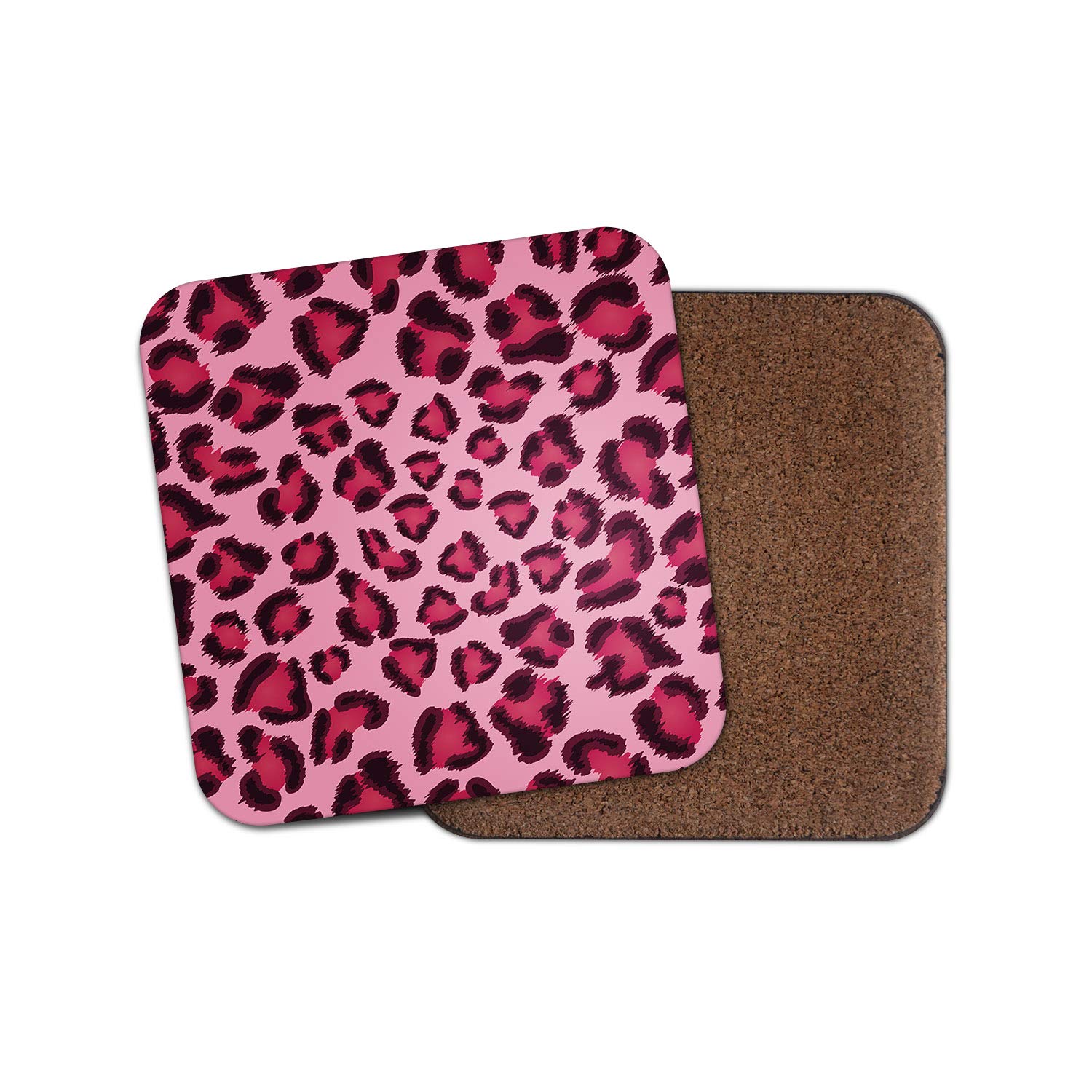 Destinationvinyl Girls Multicolor 1 X Pink Leopard Print Coaster - Mum Sister Auntie Pretty Fun #13087