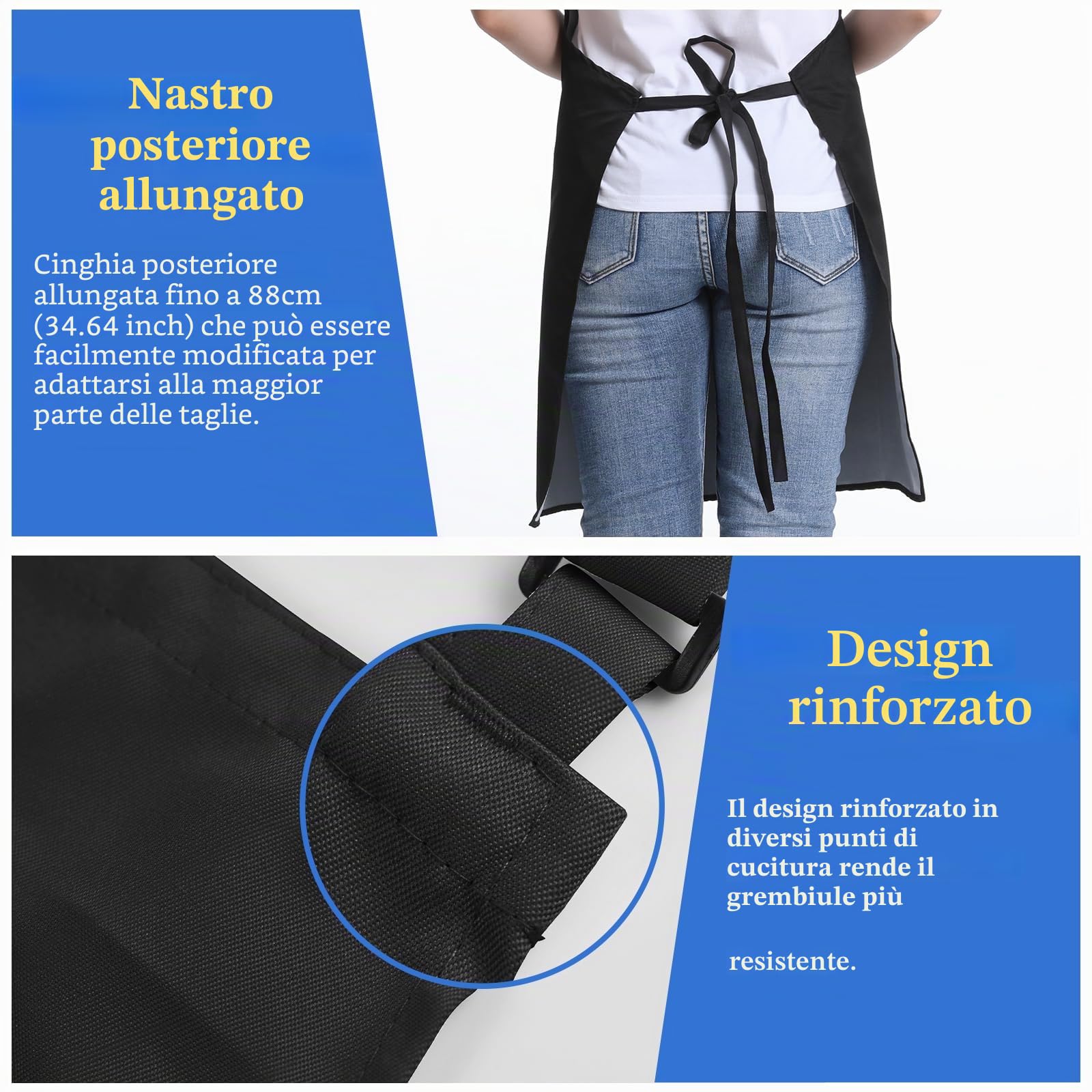 4 Pezzi Grembiuli Chef, Grembiule Unisex Regolabili con 2 Tasche, Grembiuli Personalizzabili per Uomo e Donna, Grembiuli Professionali per Cucina, Giardinaggio, Ristorante, Caffetteria