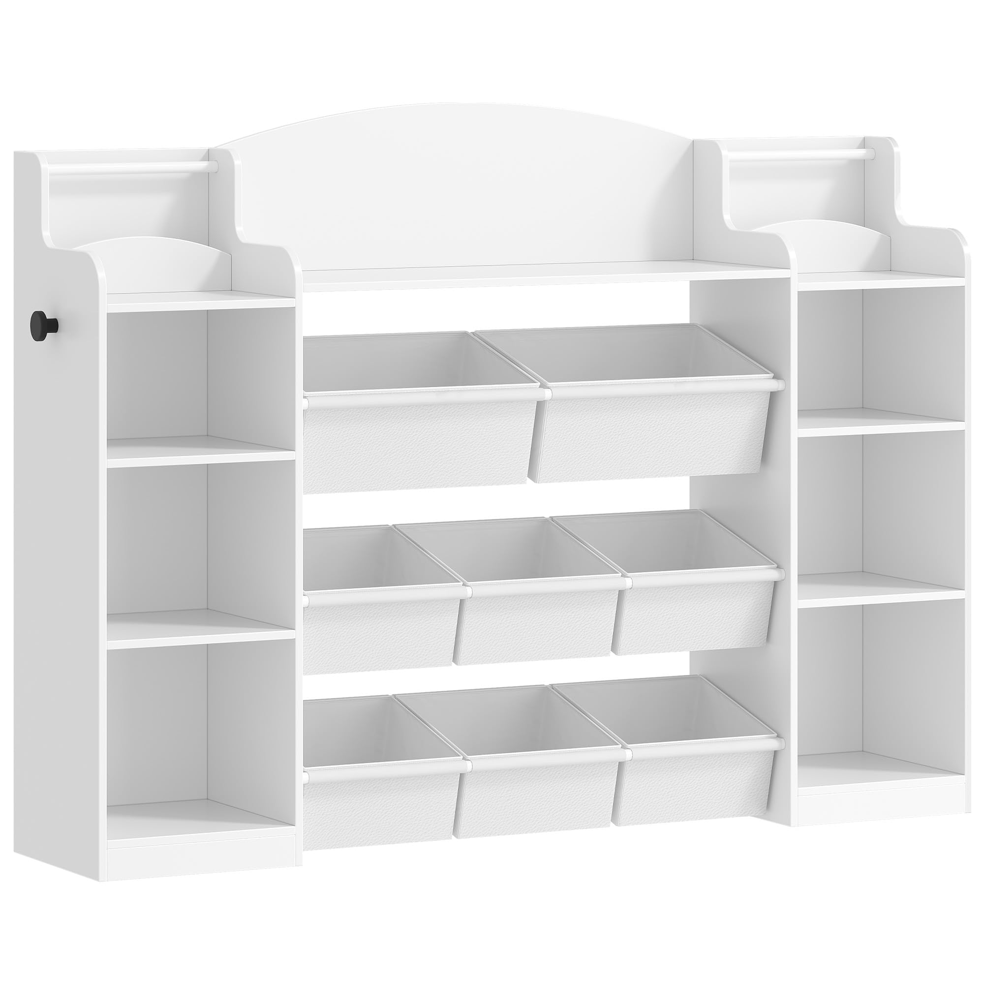 Hzuaneri Bibavecliothèque pour Enfants, étagère en Bois, étagère à Jouets 8 boîtes en Non-tissé pour Chambre d'enfant, Salon, Bureau Blanc 30 x 140 x 104 cm KB43003W