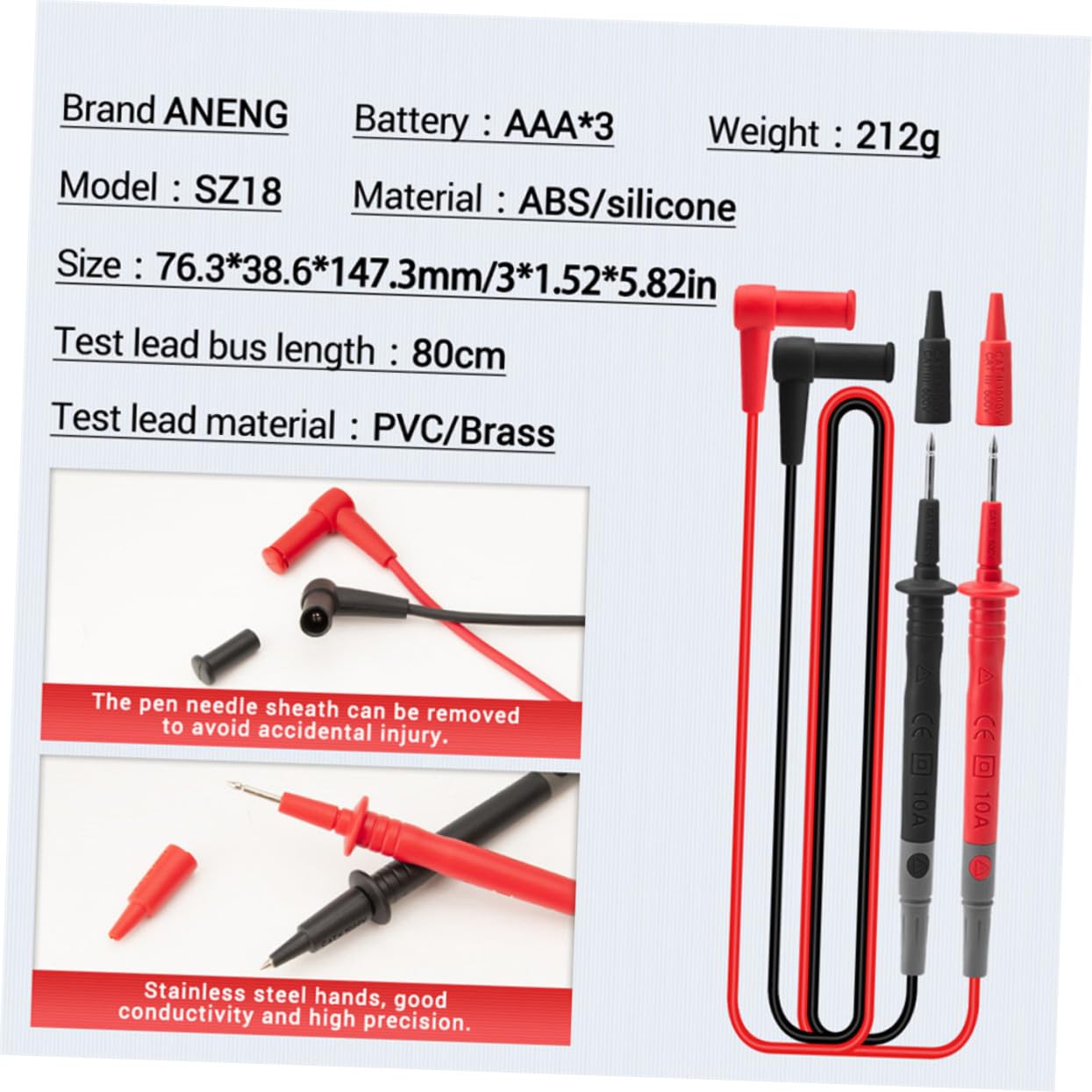 Digital Multimeter with High-Definition LCD Screen Automatic Data Identification Lightweight Portable Electronic Test Tool Professional Measurement Device No Battery Required