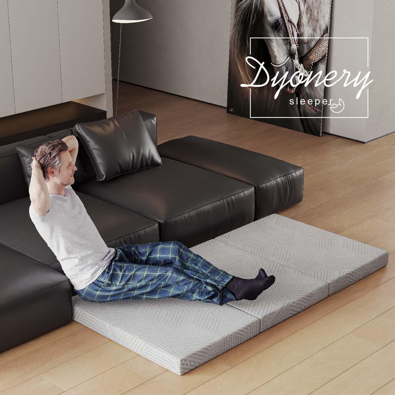Dyonery Folding Mattress Topper, 4 Inch CertiPUR-US Certified Memory Foam Twin Foldable Camping Mattress with Washable Cover, 75"×38"×4", Grey