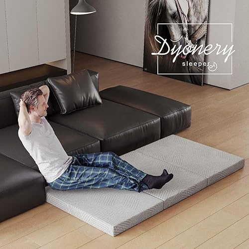 Miniatura 4 de Dyonery Colchón plegable, colchón plegable de espuma viscoelástica de 4 pulgadas, certificado CertiPUR-US, con funda lavable, 75 x 54 x 4 pulgadas,