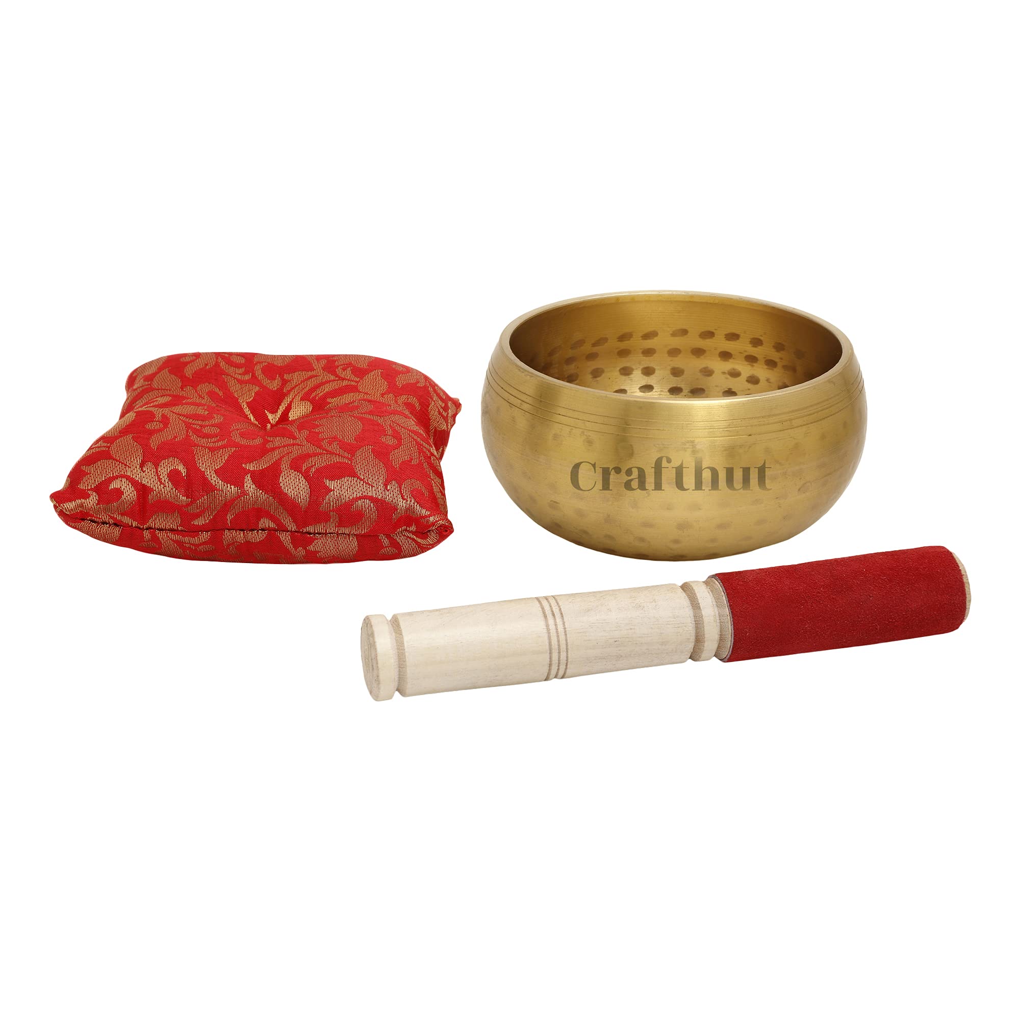 CRAFTHUT Tibetan Singing Bowl Set with Wooden Mallet | 4 Inch Meditation Bowl for Yoga, Mindfulness, Sound Healing & Music Therapy 1