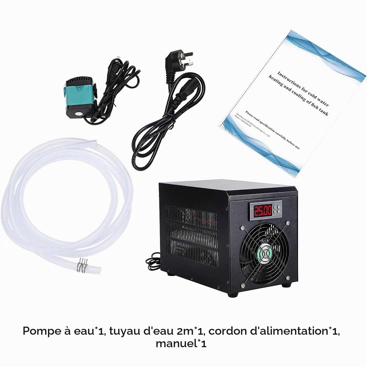 Aquarium Refroidisseur 60L Groupe Froid Aquarium Réchauffeur Aquarium Refroidisseur d'eau D'aquarium Refroidisseur De Réservoir Poisson Fruits De Mer Culture Matériel avec Pompe et Tuyau