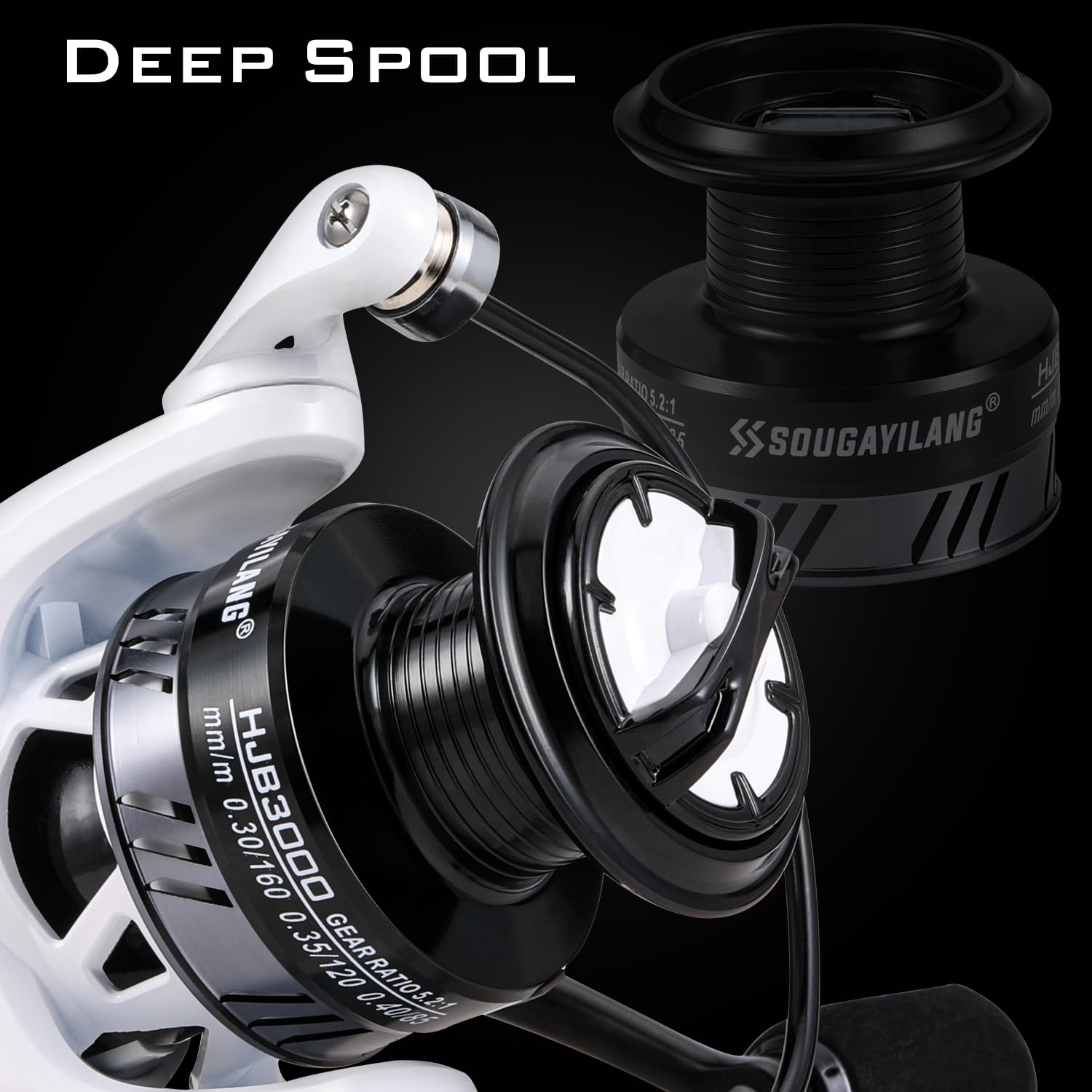 Sougayilang Spinning Reel and 2-Piece Fishing Rod Combo, Durable Graphite & Fiberglass Rod, Split-Grip Cork Handle,Right/Left Handle Position