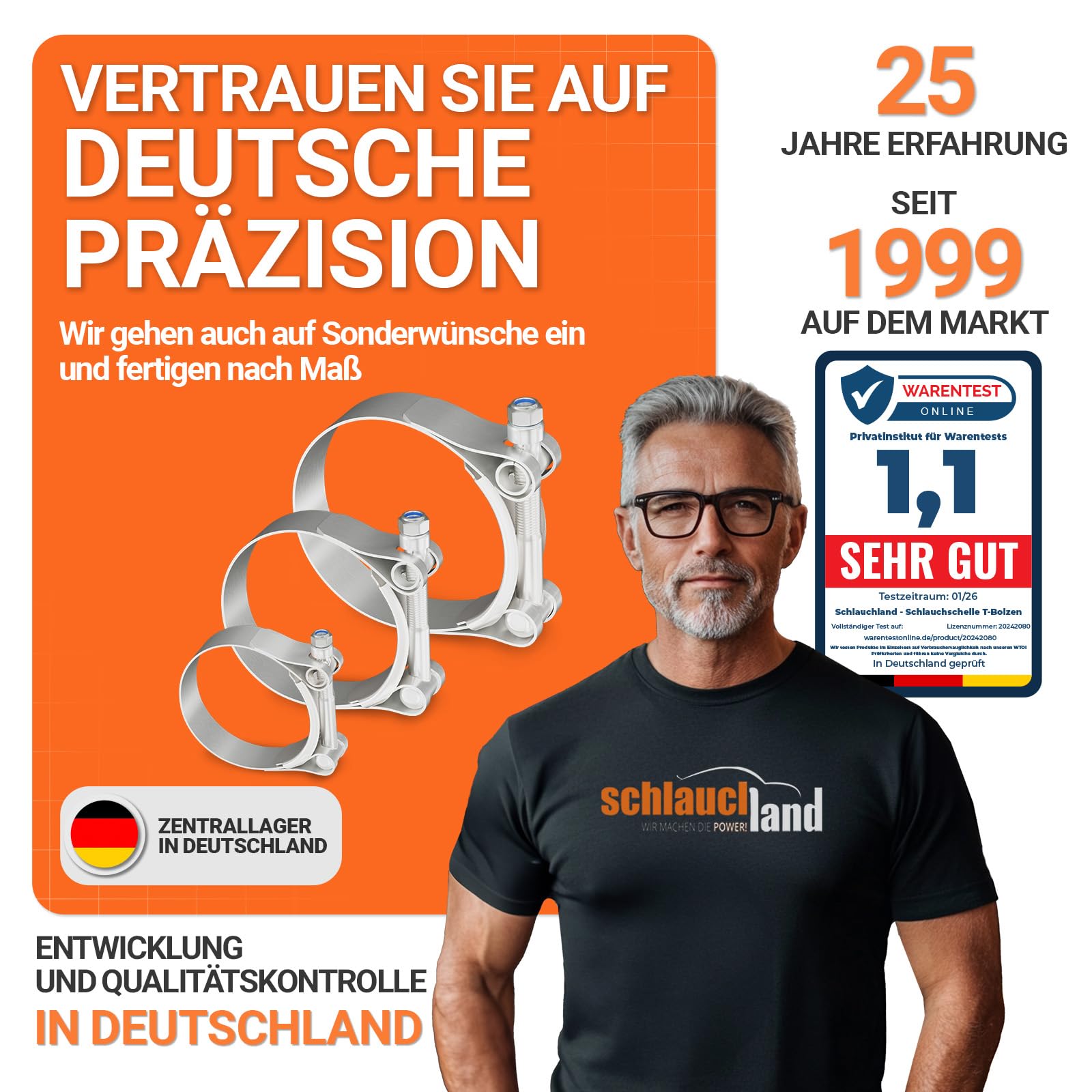 20 Stück SCHLAUCHSCHELLE EDELSTAHL-SCHELLE W4 Ø 54-62mm Edelstahl INOX V2A 1.4301 rostfrei | GRÖSSEN 31-113mm & 1/10/20/50/100er Pack | T-Bolzen Spannbacken Gelenkbolzenschelle Rohrschelle TOP