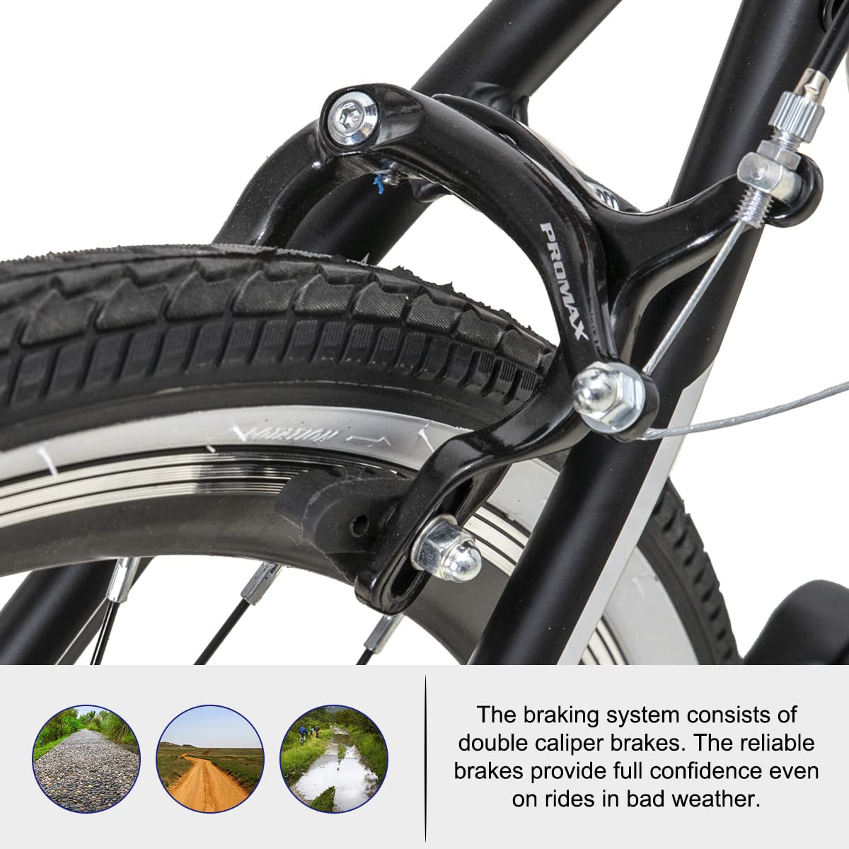 Hiland 28 Zoll Rennrad Citybike für Herren und Damen, 7-Gang City Pendlerfahrrad für Erwachsene, 700C Schwarz Fahrrad