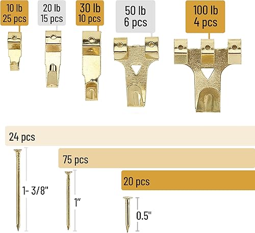 Miniatura 3 de Mr. Pen - Kit para colgar cuadros, 220 unidades, ganchos para colgar fotos, clavos para colgar imágenes, colgadores de pared, ganchos para colgar