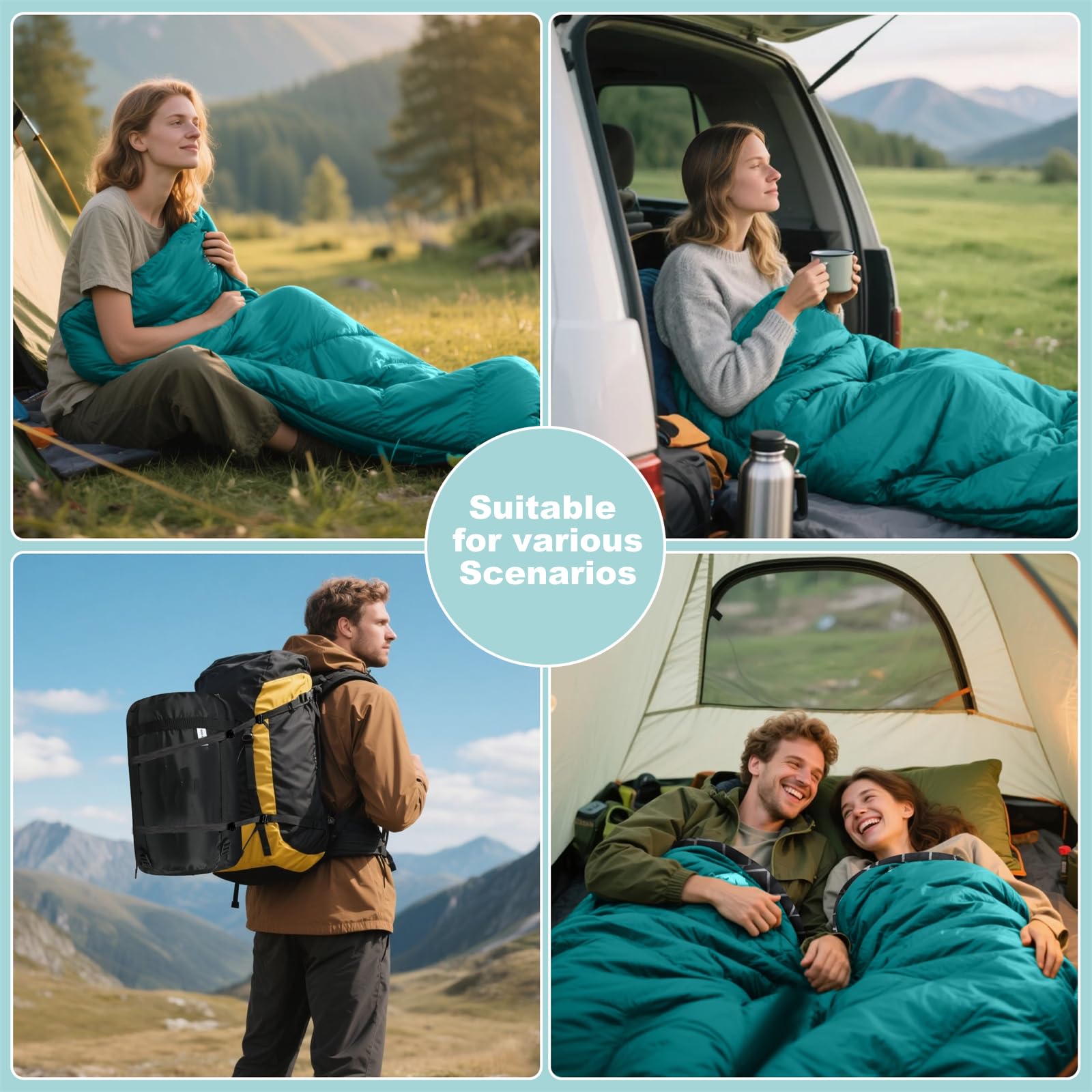 Baumwoll-Flanell-Schlafsack für Erwachsene, 100% Baumwollfutter-Schlafsack für Camping, Wandern, Rucksackreisen, leicht und tragbar, 3-4 Jahreszeiten bei warmem Wetter