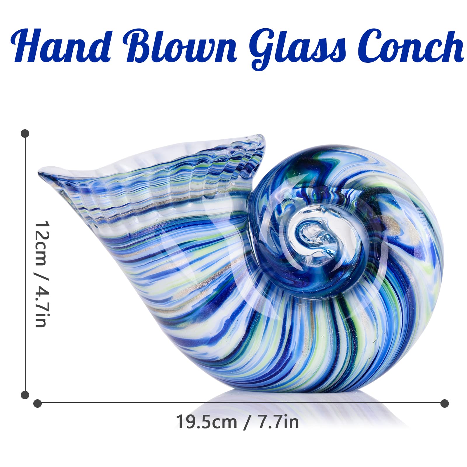 Amazon.co.jp: ガラス貝殻装飾、手吹きガラスコンクシェルの置物