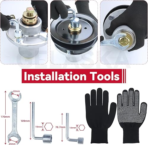 Miniatura 9 de GELASKA 607418 Conjunto de husillo con polea de husillo 604664 sustituye al conjunto de husillo Hustler 601804 para Hustler Raptor SD 54 Conjunto de