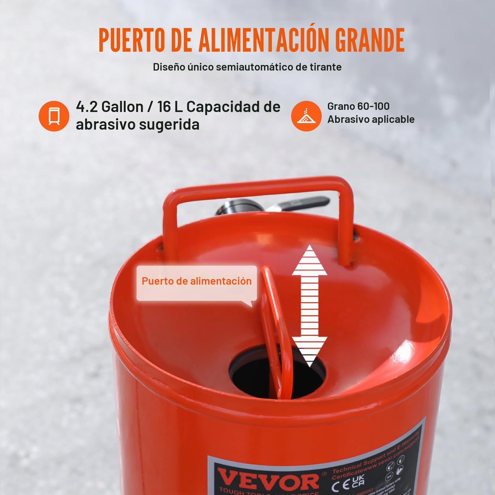 VEVOR Kit de Chorro de Arena de Alta Presión 60-110 PSI Tanque de Chorro de Arena Abrasivo Portátil 137 L con 2 Boquillas de Cerámica y Separador de Agua y Aceite para Eliminar Pintura, Manchas, Óxido