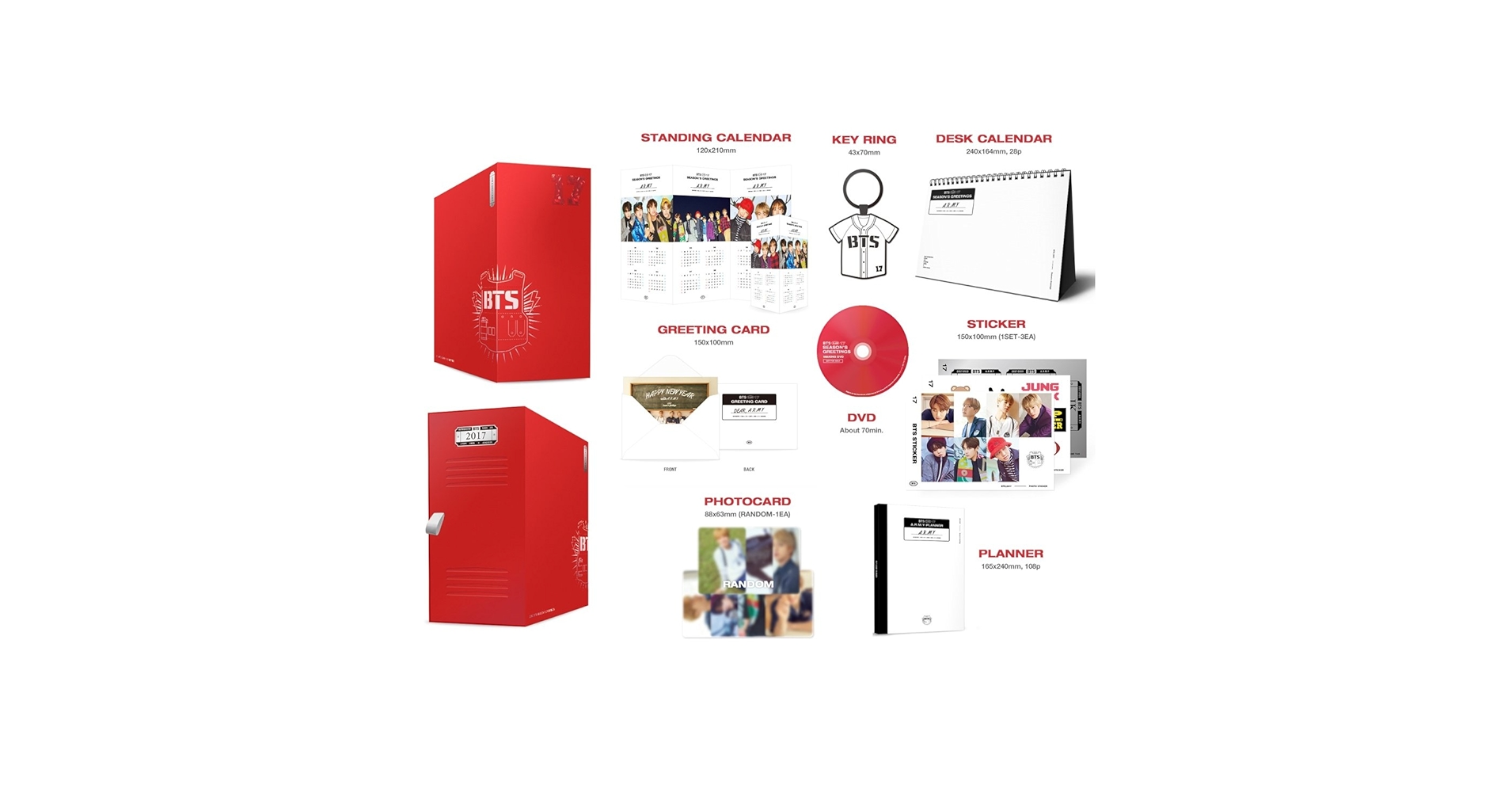 公式 防弾少年団 2017 BTS SEASON’S GREETINGS BTS 2017 SEASON'S GREETINGS 1 DVD+2 Calendars+Planner+2p
