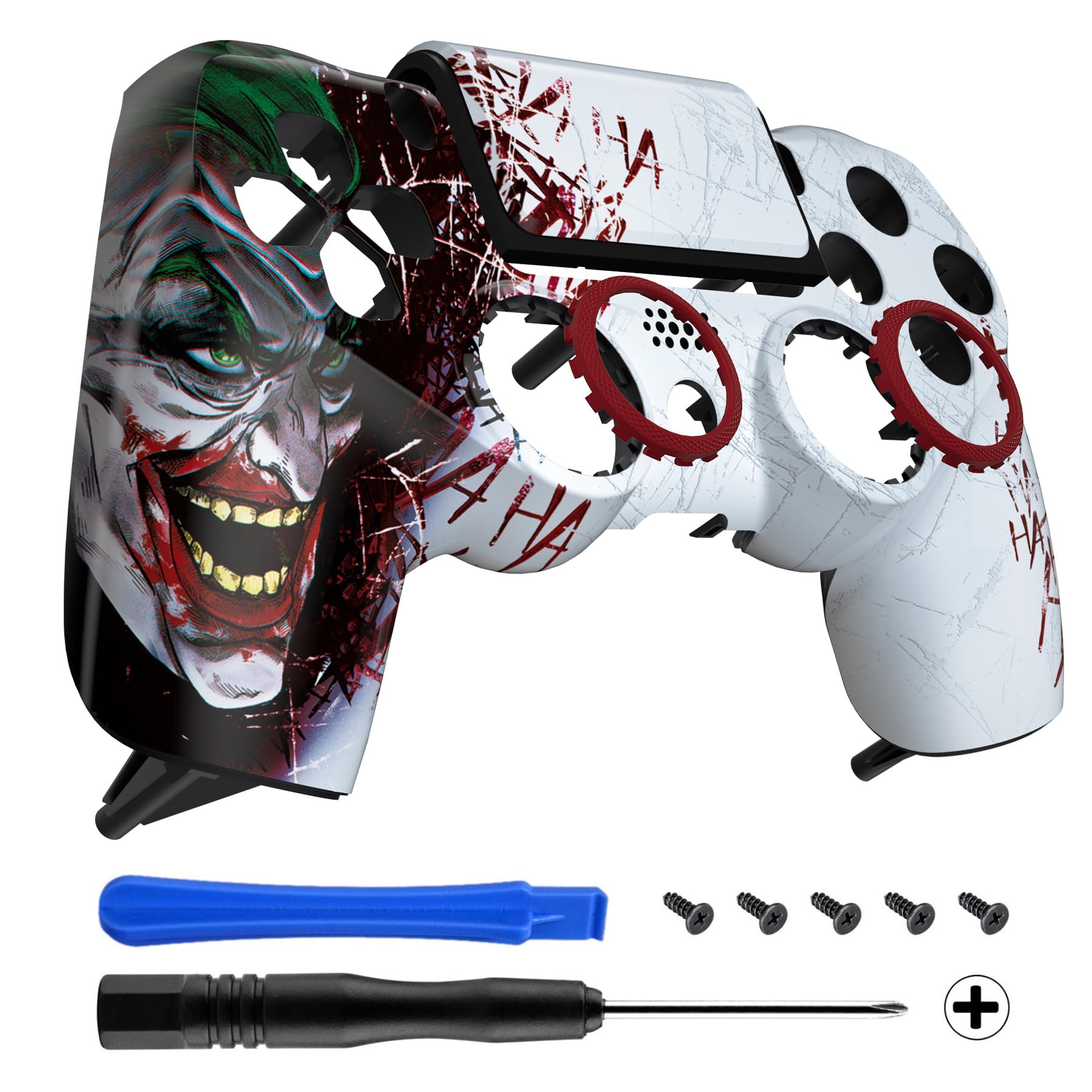 eXtremeRate Cover Custodia Touchpad Compatibile con ps4 PRO Slim Controller,Ghost Copertura Frontale Case Scocca Touchpad Compatibile con ps4 Joystick JDM-040/050/055-HAHAHA