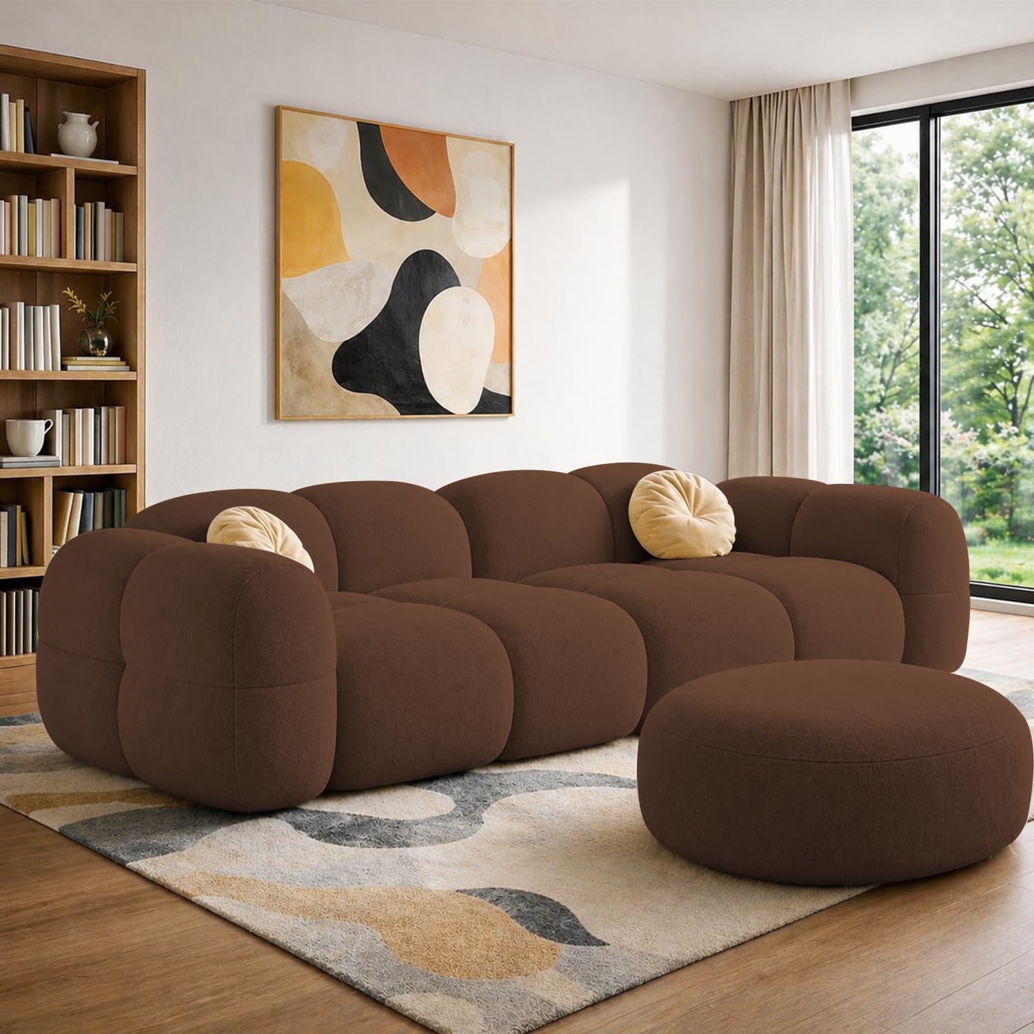 Casaliving Vetras Modern Velvet Bubble Cloud Sofa, Tufted Design