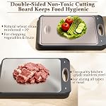 GUANCI Planche de coupe pour cuisine double côté 304 Conseil de coupe en acier inoxydable Acier inoxydable de qualité alimentaire et paille de blé PP Taille de la Samll 14 χ 9,6 χ Facile à nettoyer