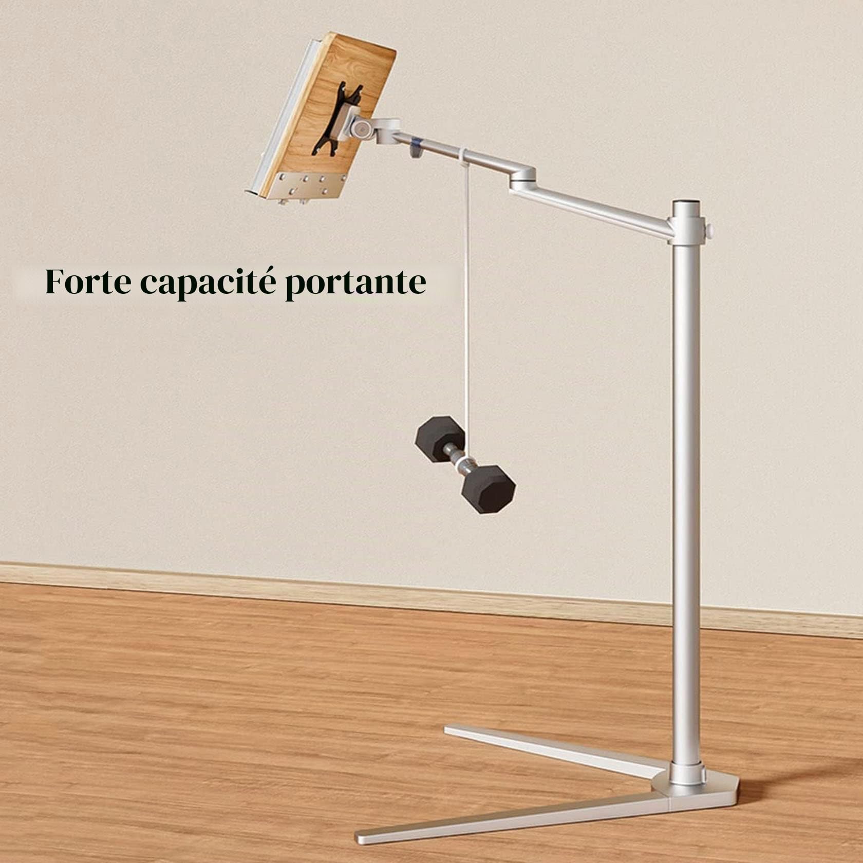 BIEGEN Support de Livre pour Lire Hauteur Réglables Support de Livre Au Sol Rotatif 360 Degrés Cantilever Lutrin de Lecture avec Clips Page Livres Magazines