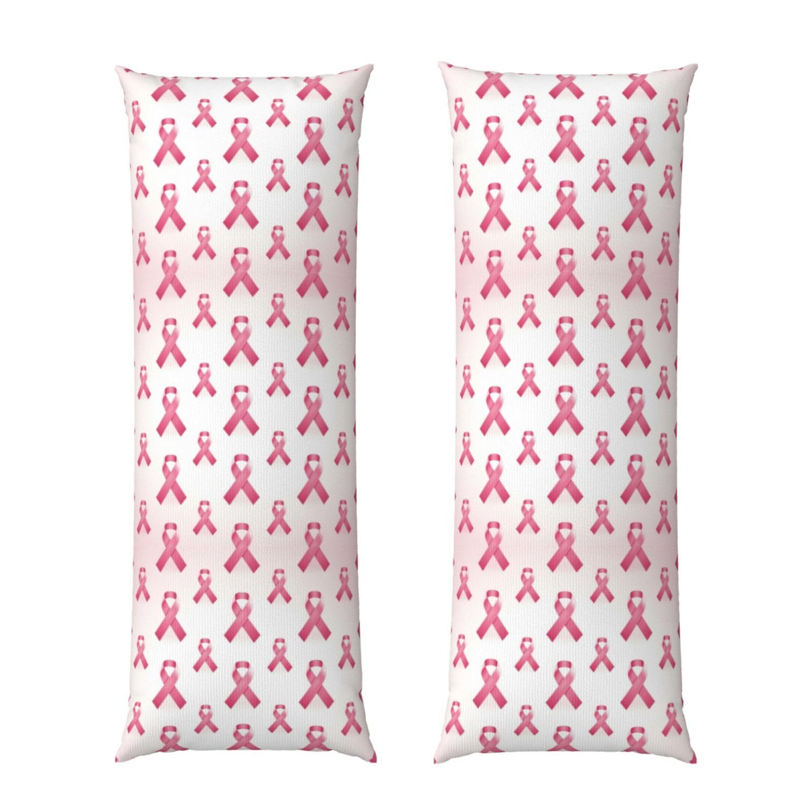 Body Pillow Case 20x60 Inch, Breast Cancer Awareness Pink Ribbon, Zippered Cozy Pillow Cover, Softffy Fabric, Comfortable Protector for Bedroom Couch Sofa
