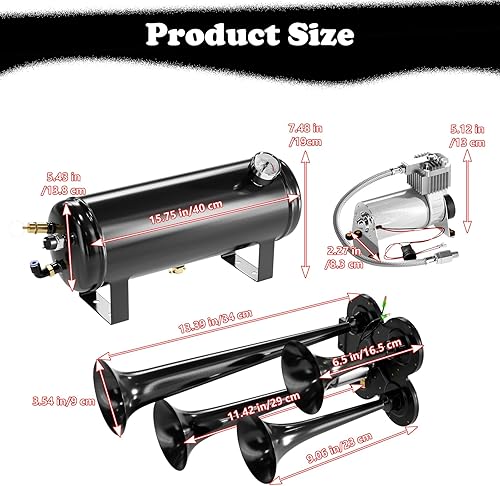Miniatura 2 de Compresor de aire de 150PSI 12V con tanque de 1.59 galones, bomba de compresor de tanque de aire de 6L para tren, camión, bocina de tren de aire,