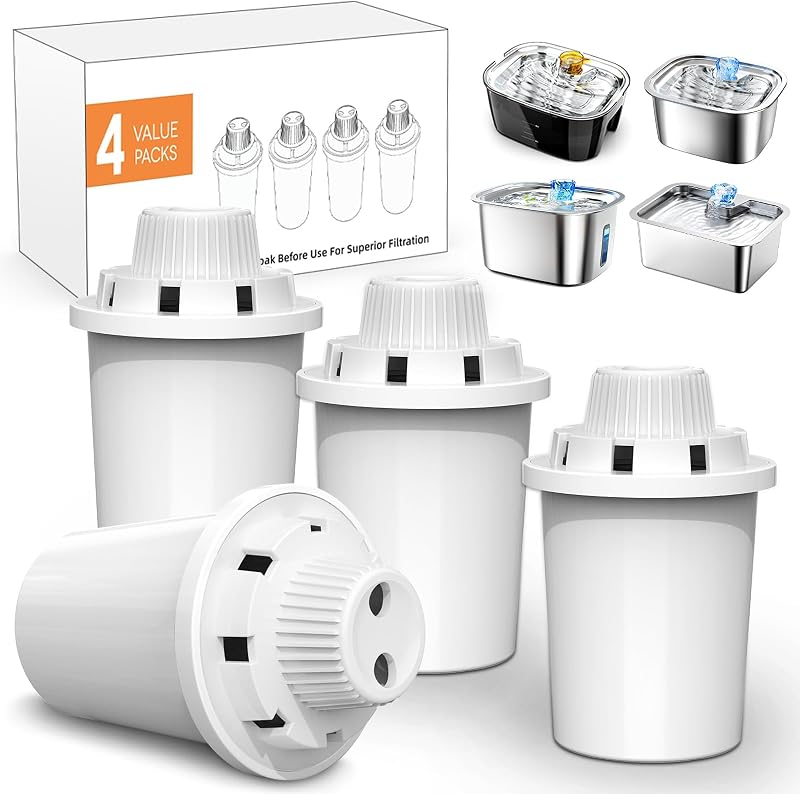 Dog Water Fountain Filter Replacement for PETNF Stainless Steel Pet Fountain Replacement Filters for D2223,D2341,D2322,D2340 Models,Lasts Two Months,7 Layer Vertical Filtration for Fresh Water