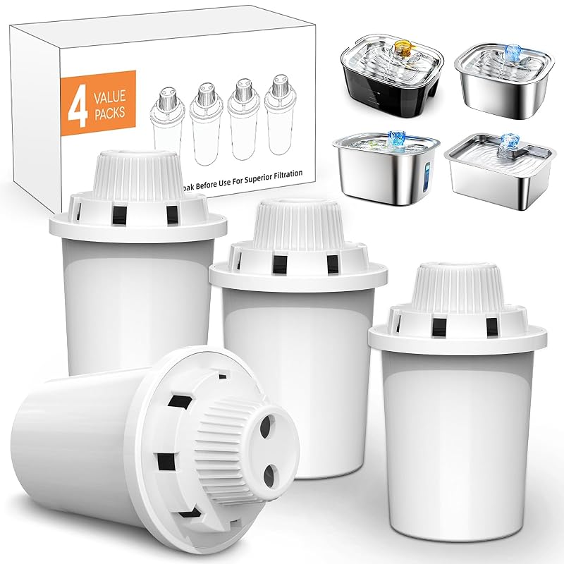 Refil para Fonte de Água para Pets PETNF com Filtragem Vertical de 7 Camadas D2223, D2341, D2322 e D2340, Pacote com 4