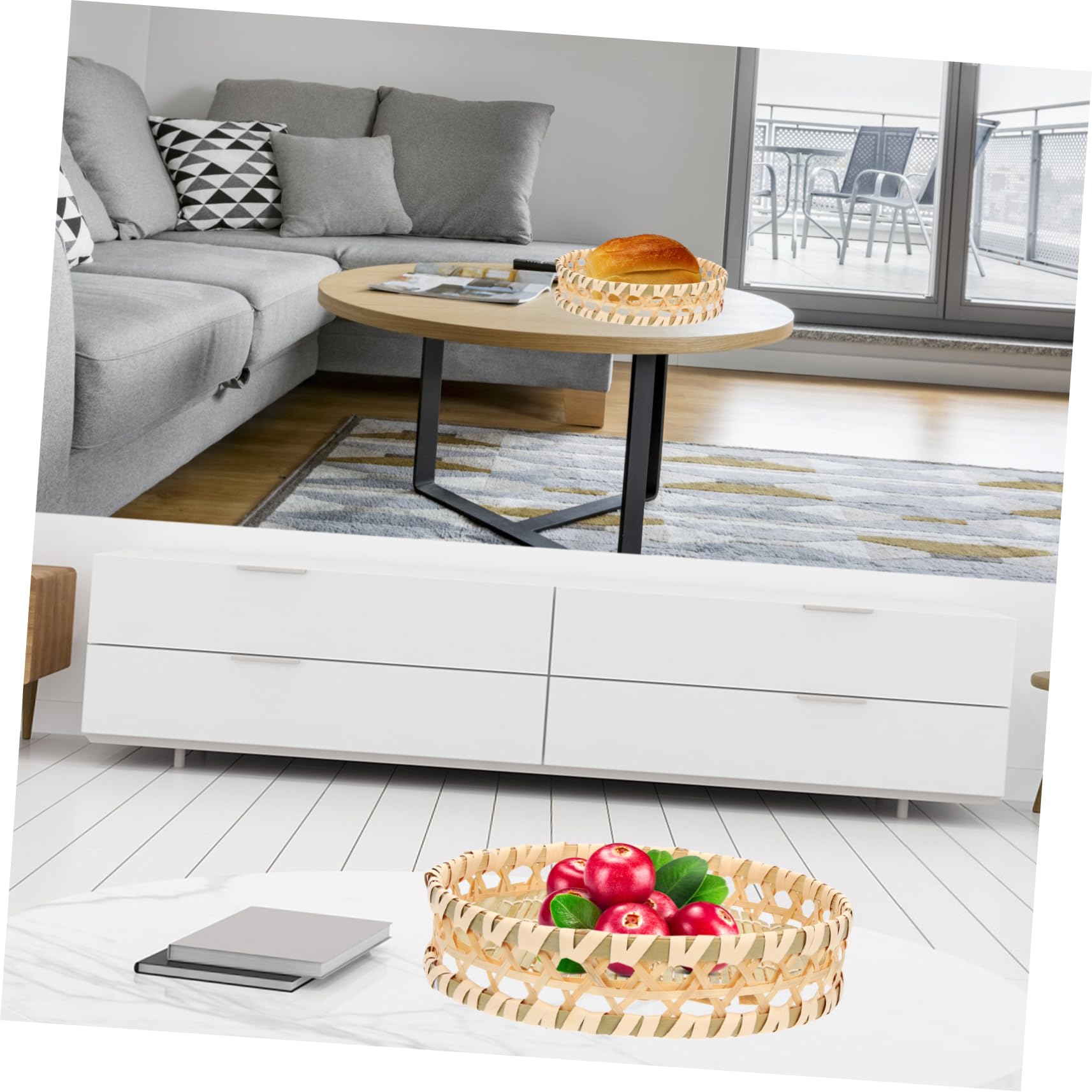 SOLUSTRE Woven Basket Decorative Sundries Storage Baskets for Fruits Vegetables Bread Portable Multi Purpose Design for Home Events