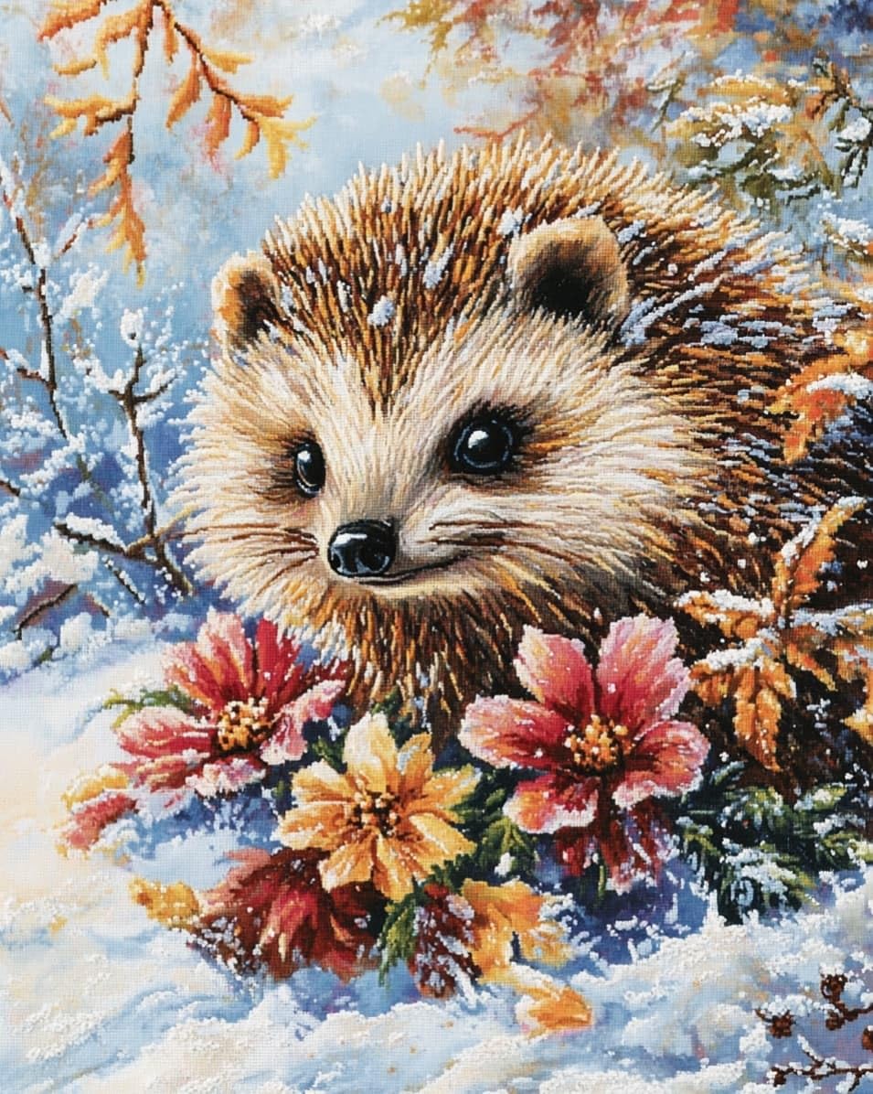 WallustrioaW Cross Stitch Kits,Squirrels in the Snow,11CT Cross Stitch for Adults,Stamped Cross Stitch Kits Beginner Embroidery for Adults,40x50cm