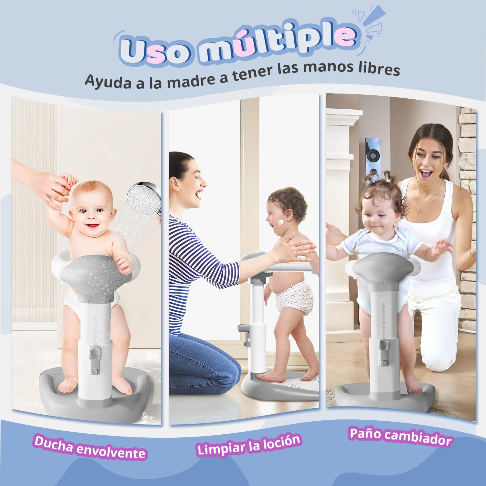 COOSEYA Soporte de Bañera para Bebé, Torre de Bañera Ajustable para Bebé que se Pone de Pie, Asiento de Bañera para Bebé desde hasta Niño Pequeño (8-36 Meses) para Bañarse y Cambiar Pañales